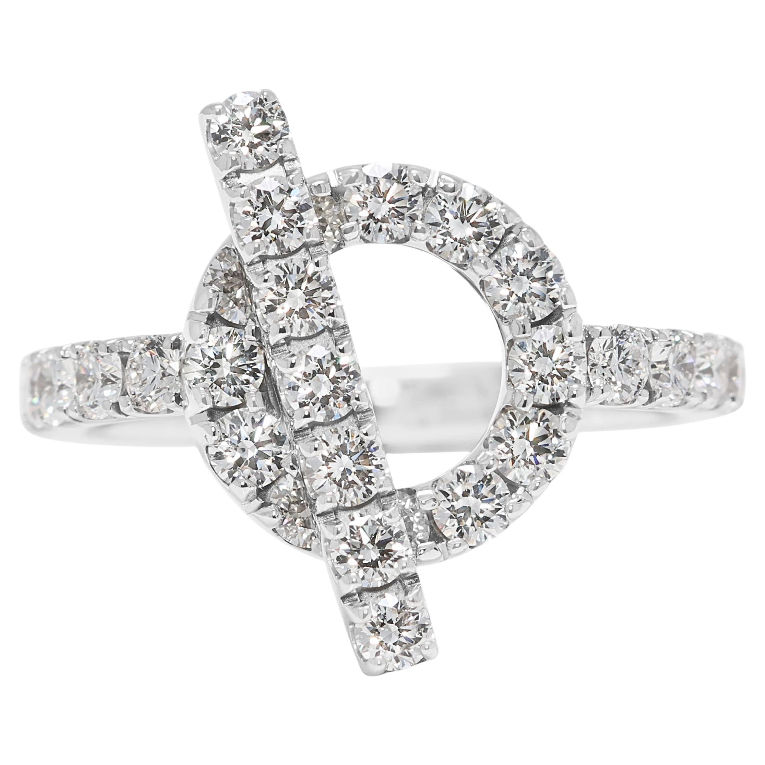 Exquisite Hermes Finesse Ring with 1.05ct Diamonds in 18k White Gold