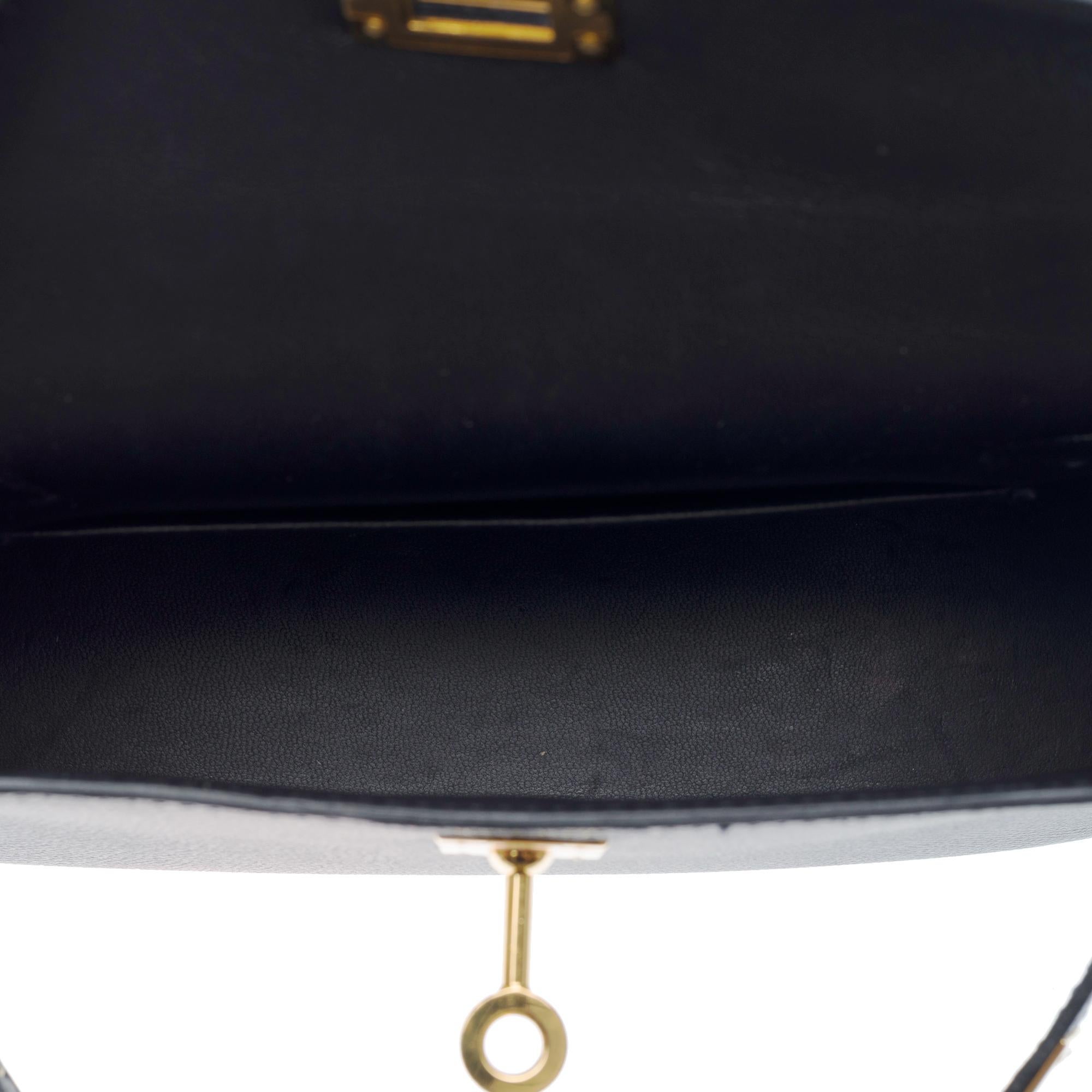 Squisita tracolla Hermès Mini Kelly 20 in pelle di vitello Epsom nera, GHW 5
