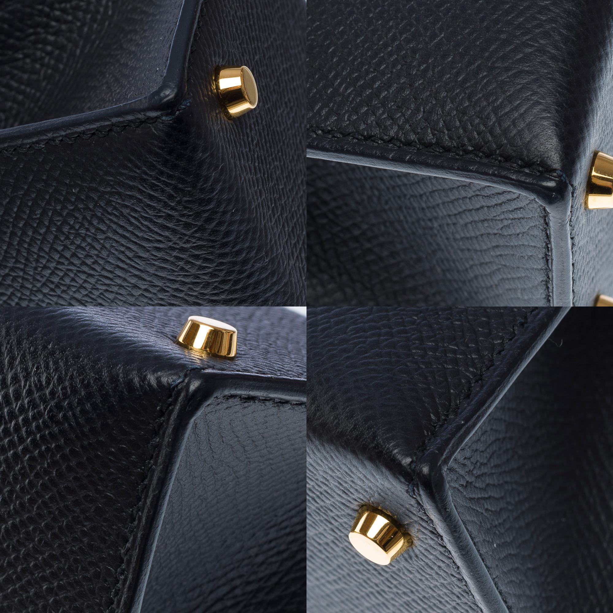 Squisita tracolla Hermès Mini Kelly 20 in pelle di vitello Epsom nera, GHW 8