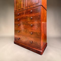 Exquisite Howard and Sons Flame Grain Mahogany Linen Press Mid 19th century