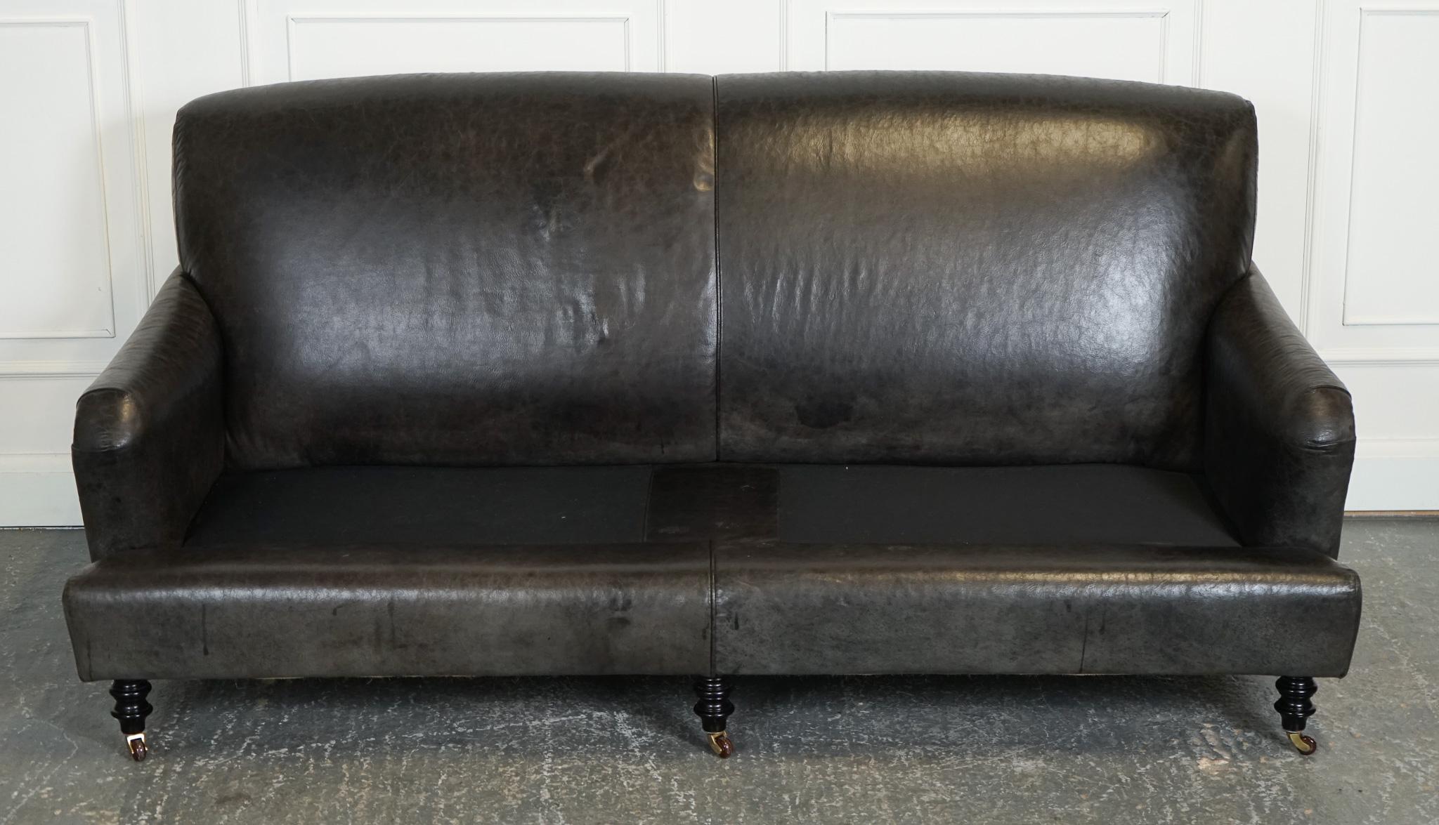 EXQUiSITE HOWARD STYLE HERITAGE GREY LEATHER SOFA (1/2) J1 For Sale 7