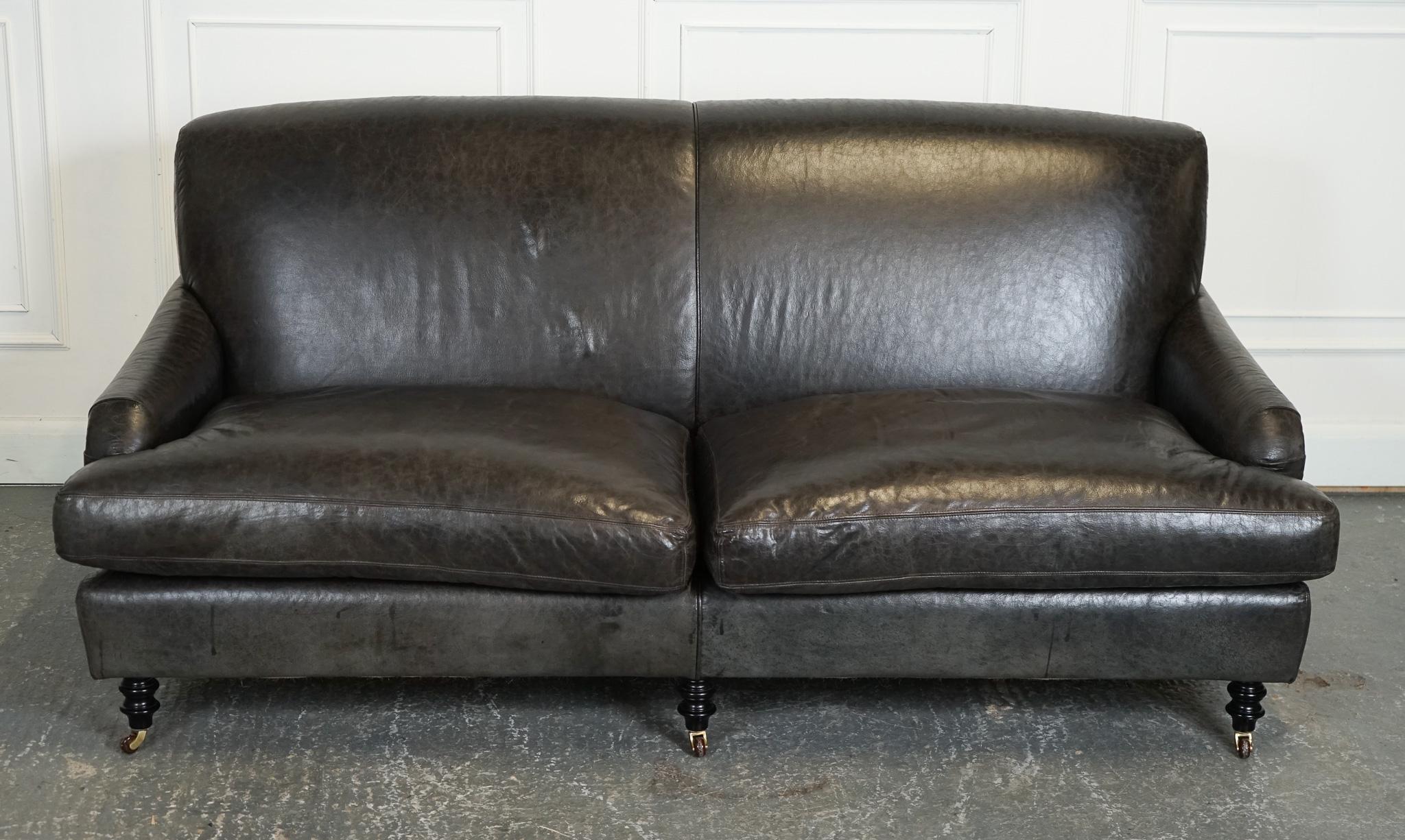 Hand-Crafted EXQUiSITE HOWARD STYLE HERITAGE GREY LEATHER SOFA (1/2) J1 For Sale