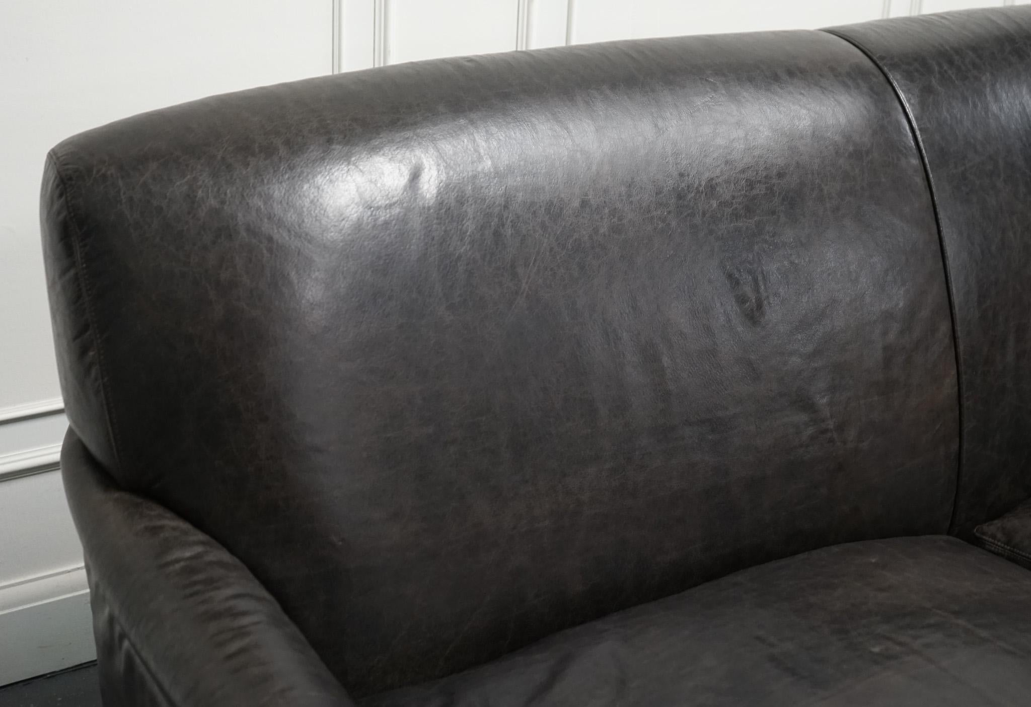 Leather EXQUiSITE HOWARD STYLE HERITAGE GREY LEATHER SOFA (1/2) J1 For Sale