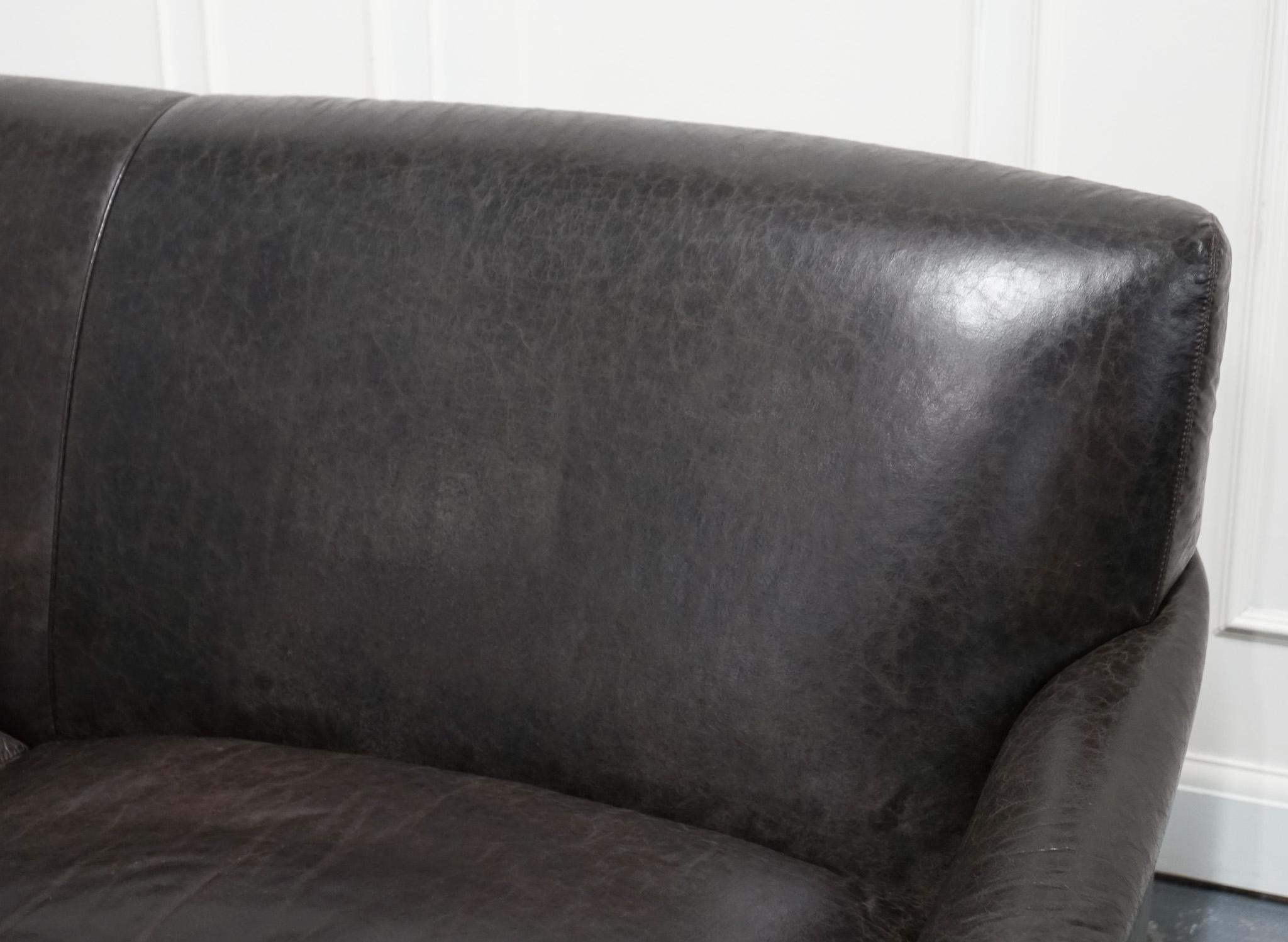 EXQUiSITE HOWARD STYLE HERITAGE GREY LEATHER SOFA (1/2) J1 For Sale 1