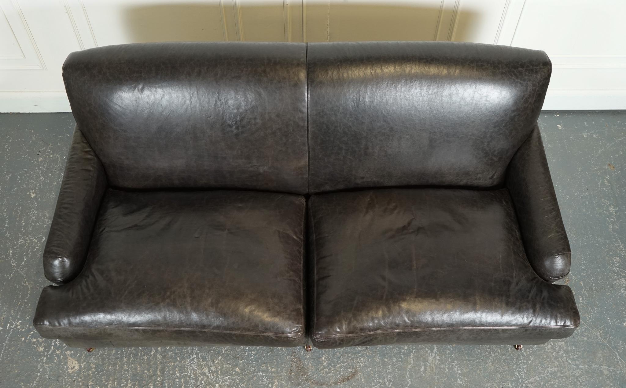 EXQUiSITE HOWARD STYLE HERITAGE GREY LEATHER SOFA (1/2) J1 For Sale 2
