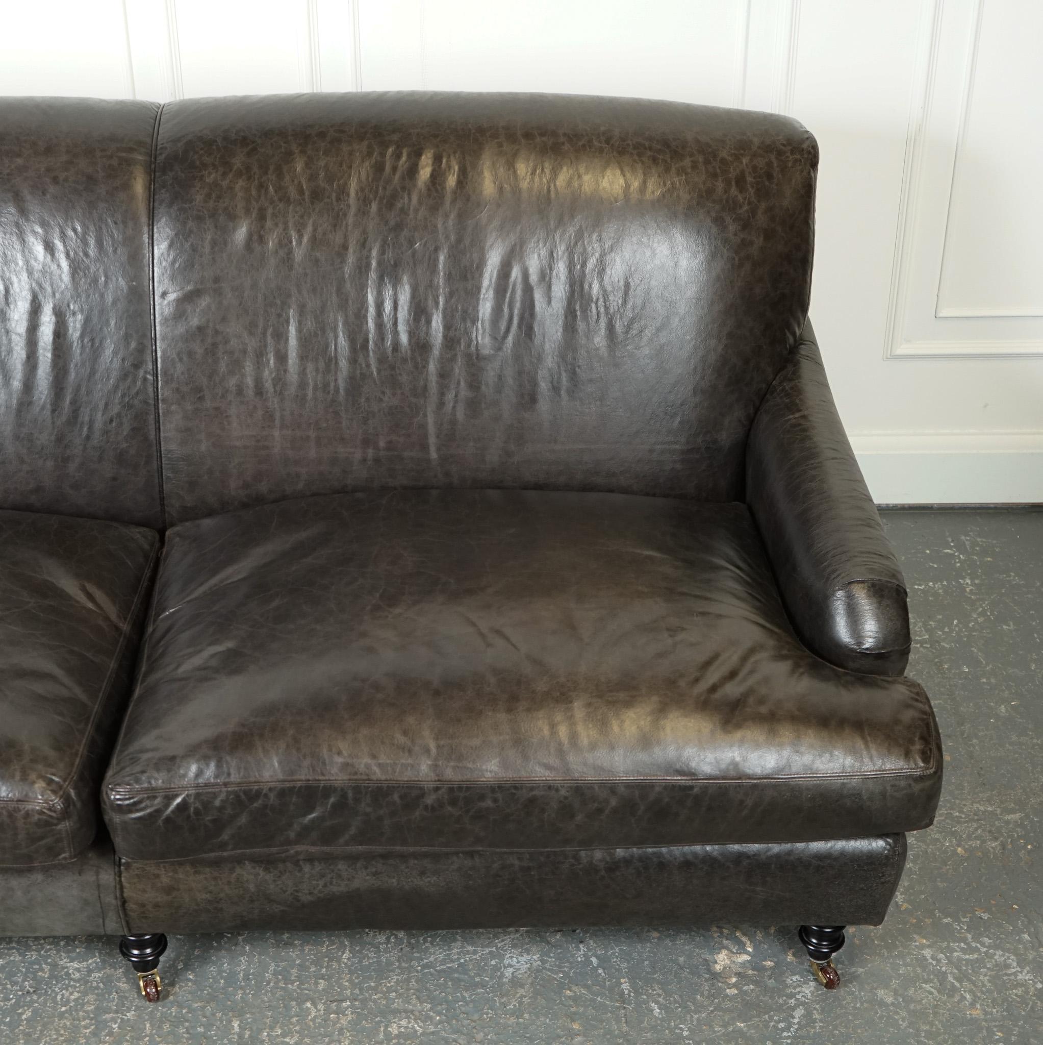 20th Century EXQUiSITE HOWARD STYLE HERITAGE GREY LEATHER SOFA (2/2) J1 For Sale