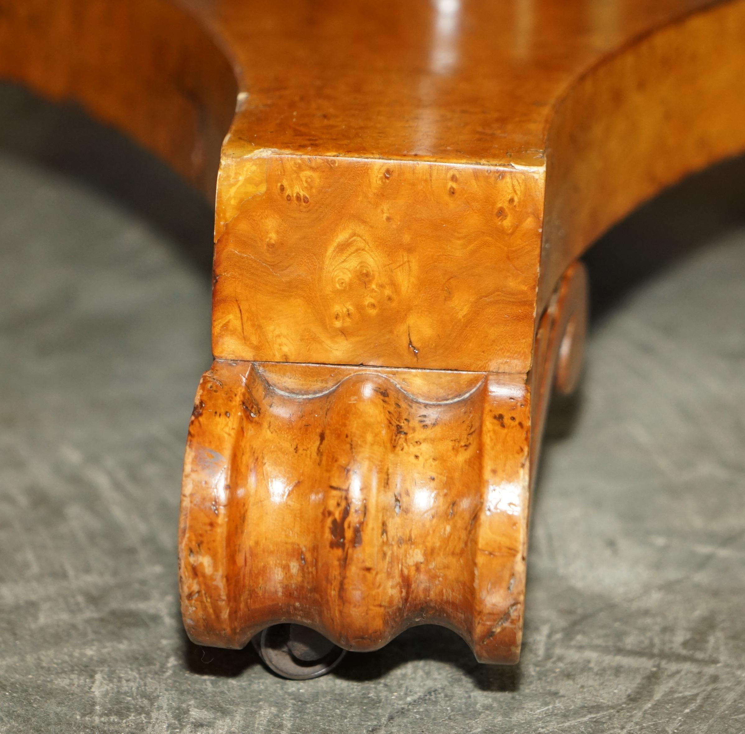 Exquisite Important Burr Walnut Tilt Top Dining Occasional Table Stunning Base For Sale 3