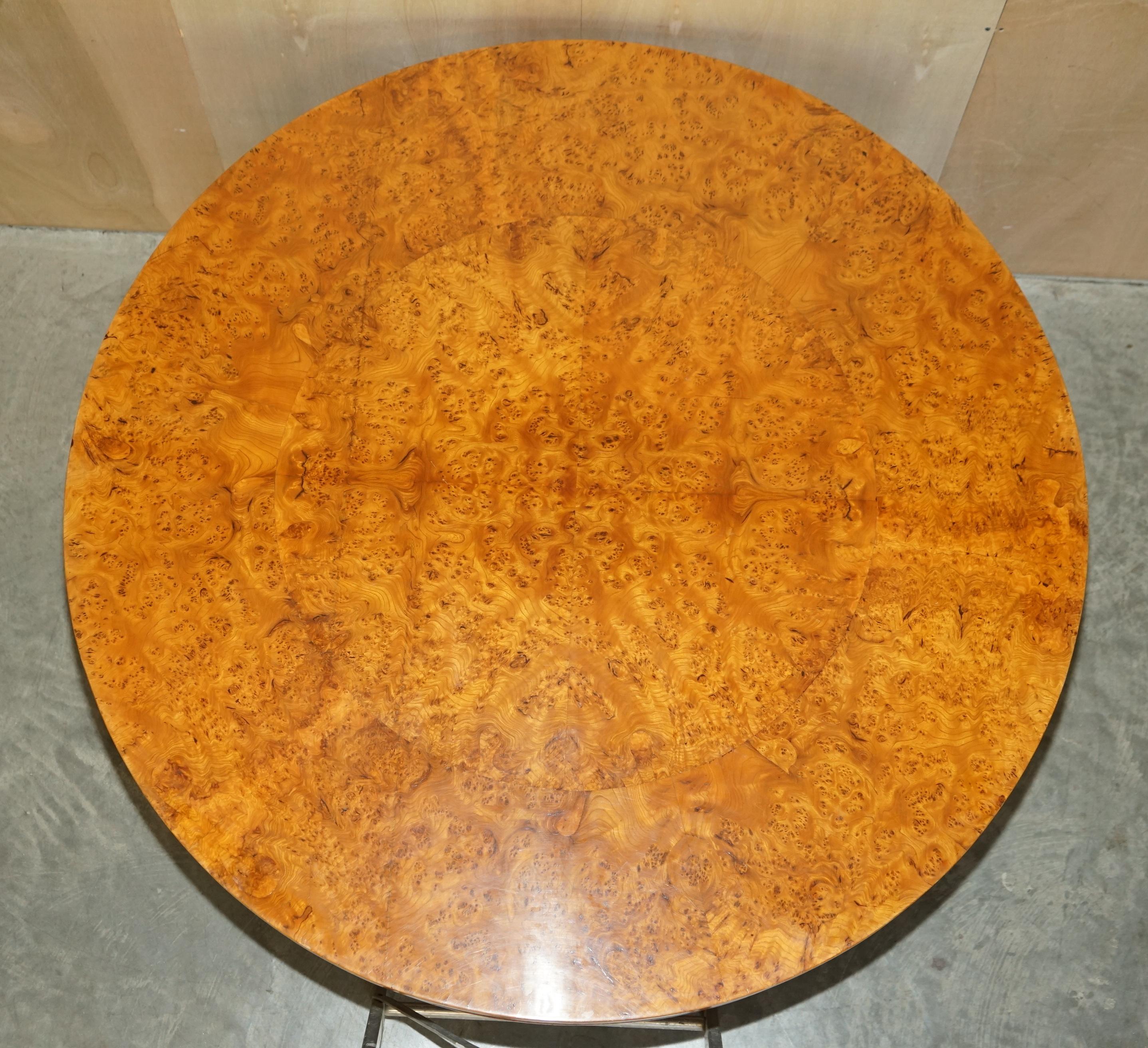 Exquisite Important Burr Walnut Tilt Top Dining Occasional Table Stunning Base For Sale 6