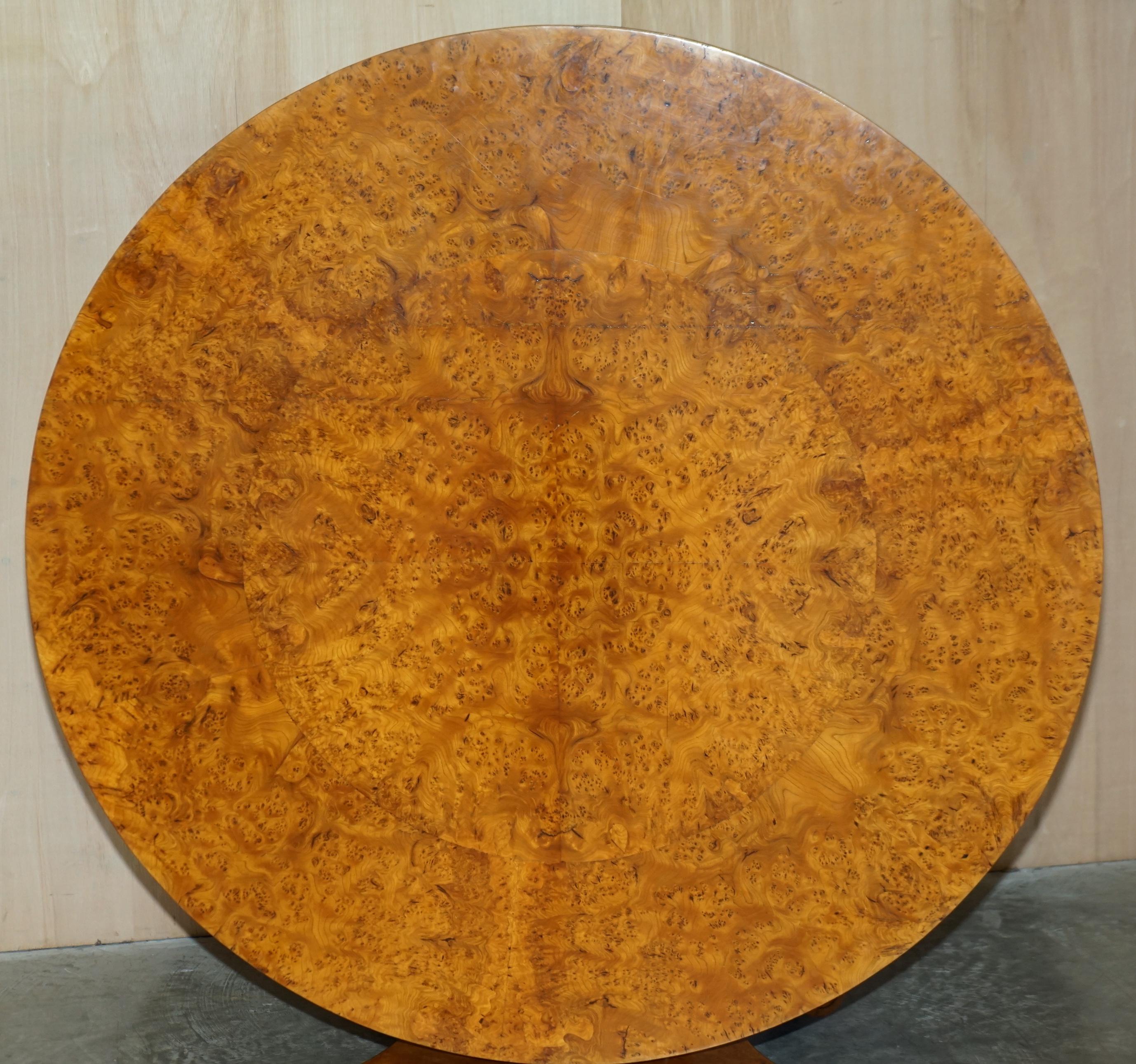 Exquisite Important Burr Walnut Tilt Top Dining Occasional Table Stunning Base For Sale 14