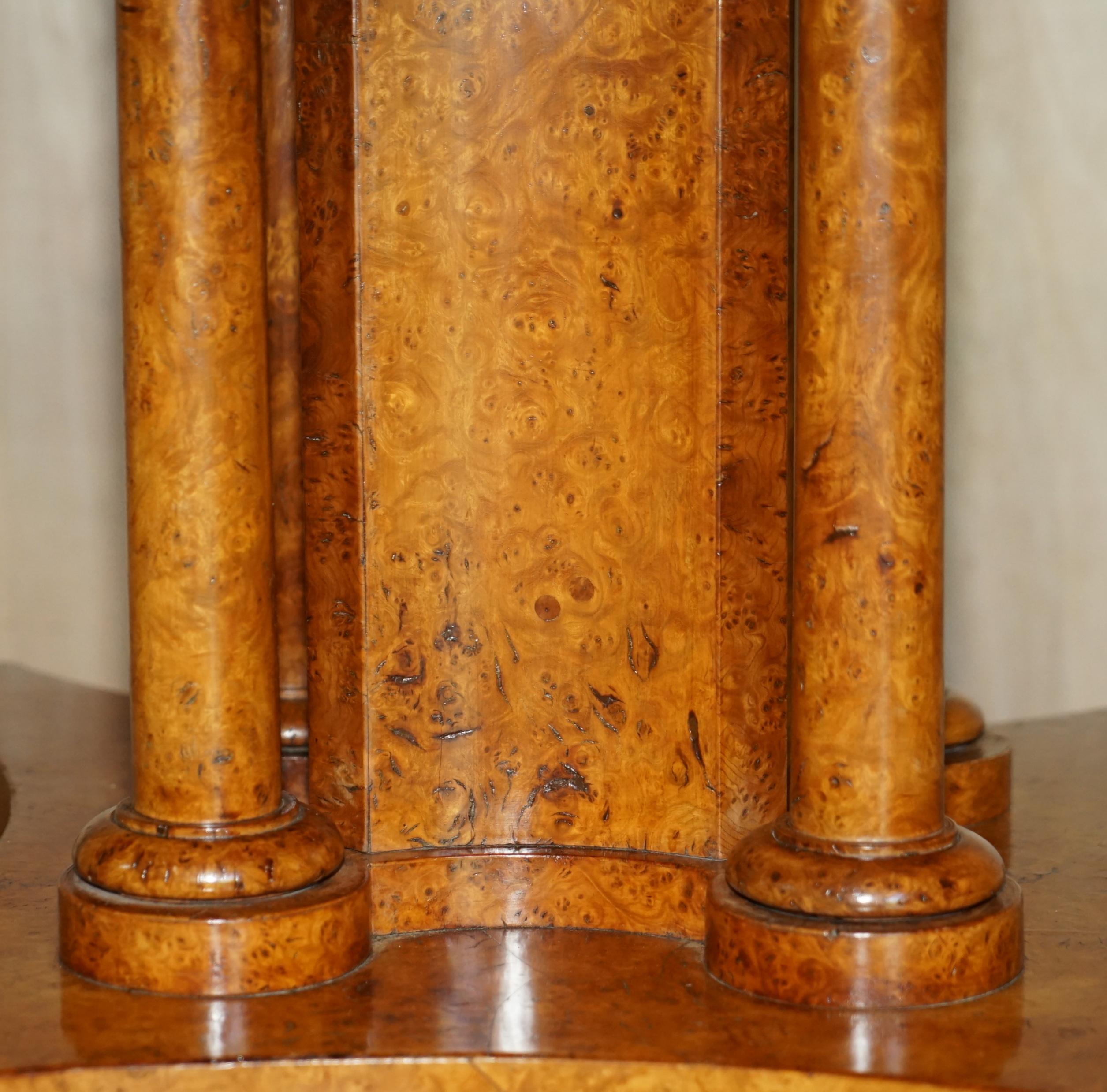 19th Century Exquisite Important Burr Walnut Tilt Top Dining Occasional Table Stunning Base For Sale
