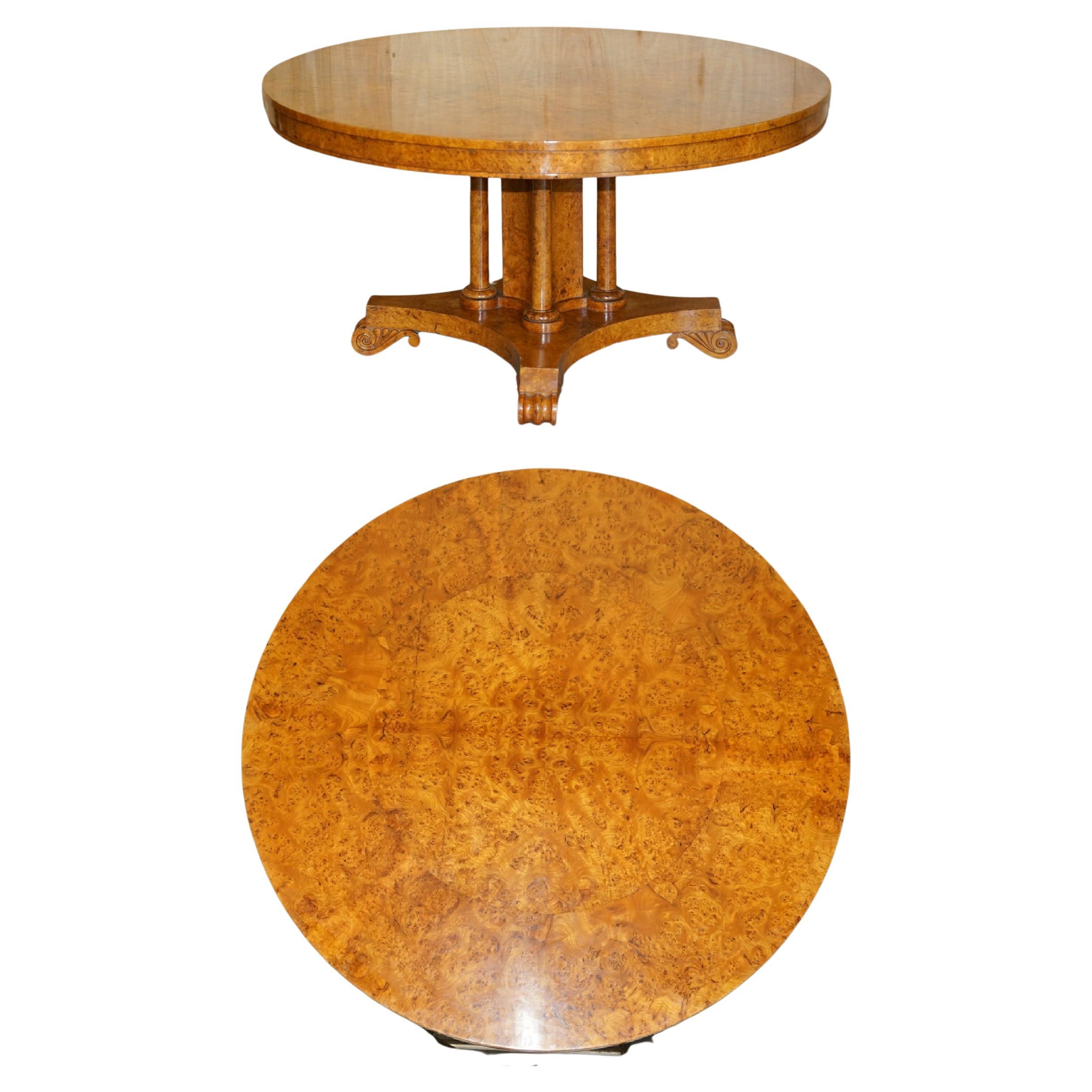 Exquisite Important Burr Walnut Tilt Top Dining Occasional Table Stunning Base For Sale
