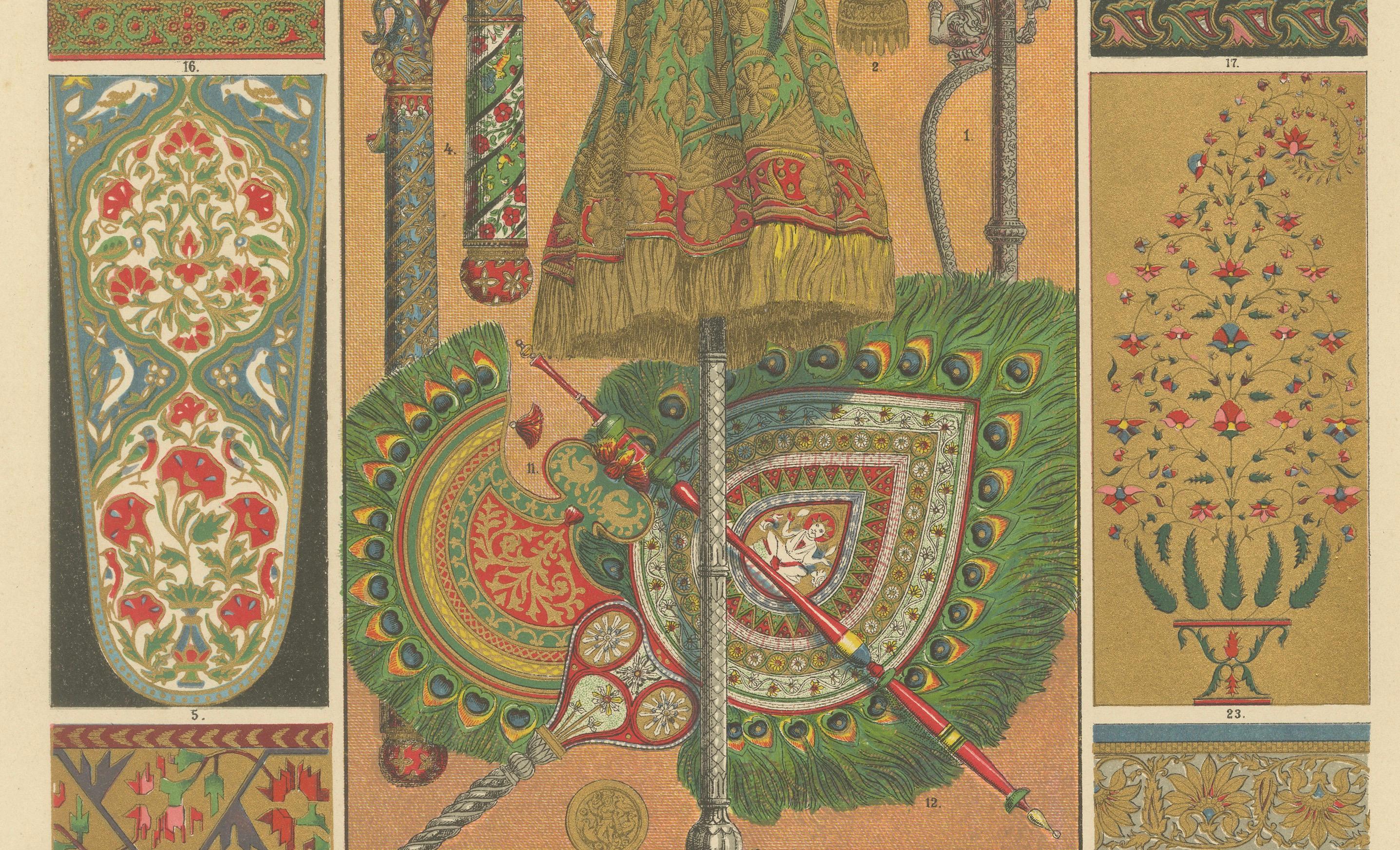 Squisita arte ornamentale indiana dalla Collection'S del 1887 di Dolmetsch In condizioni buone in vendita a Langweer, NL