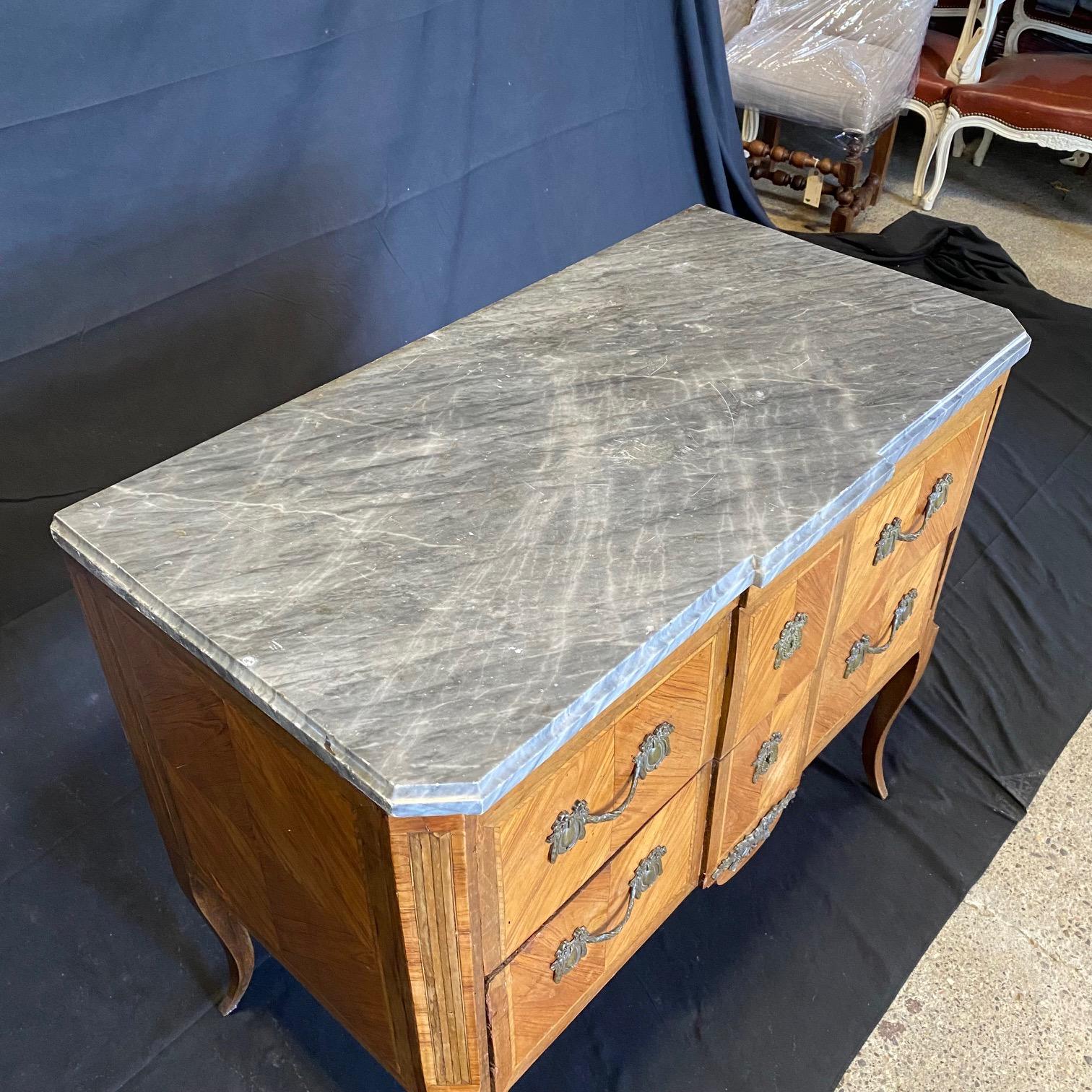 Inlay Exquisite Inlaid 19th Century French Chest of Drawers with Ormolu Mounts For Sale