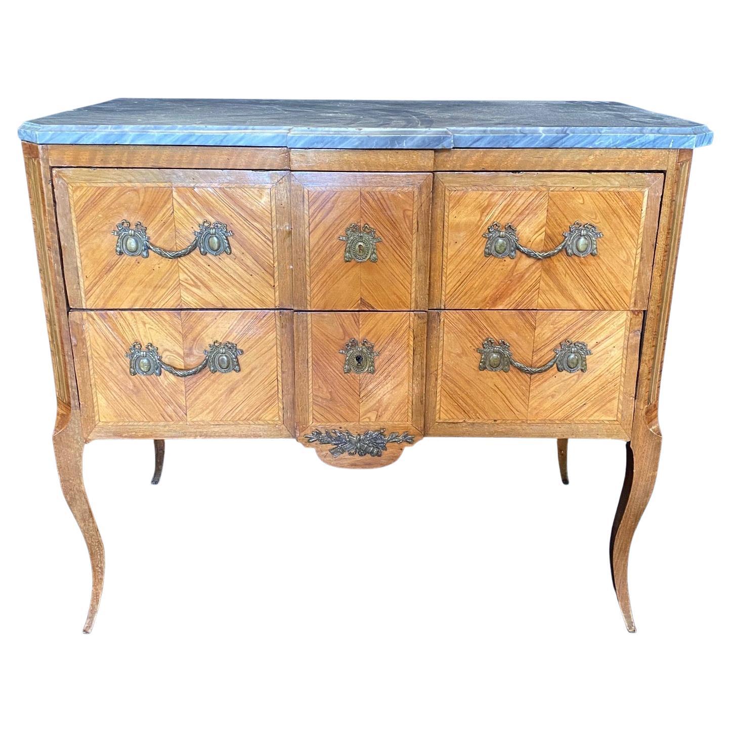 Exquisite Inlaid 19th Century French Chest of Drawers with Ormolu Mounts For Sale