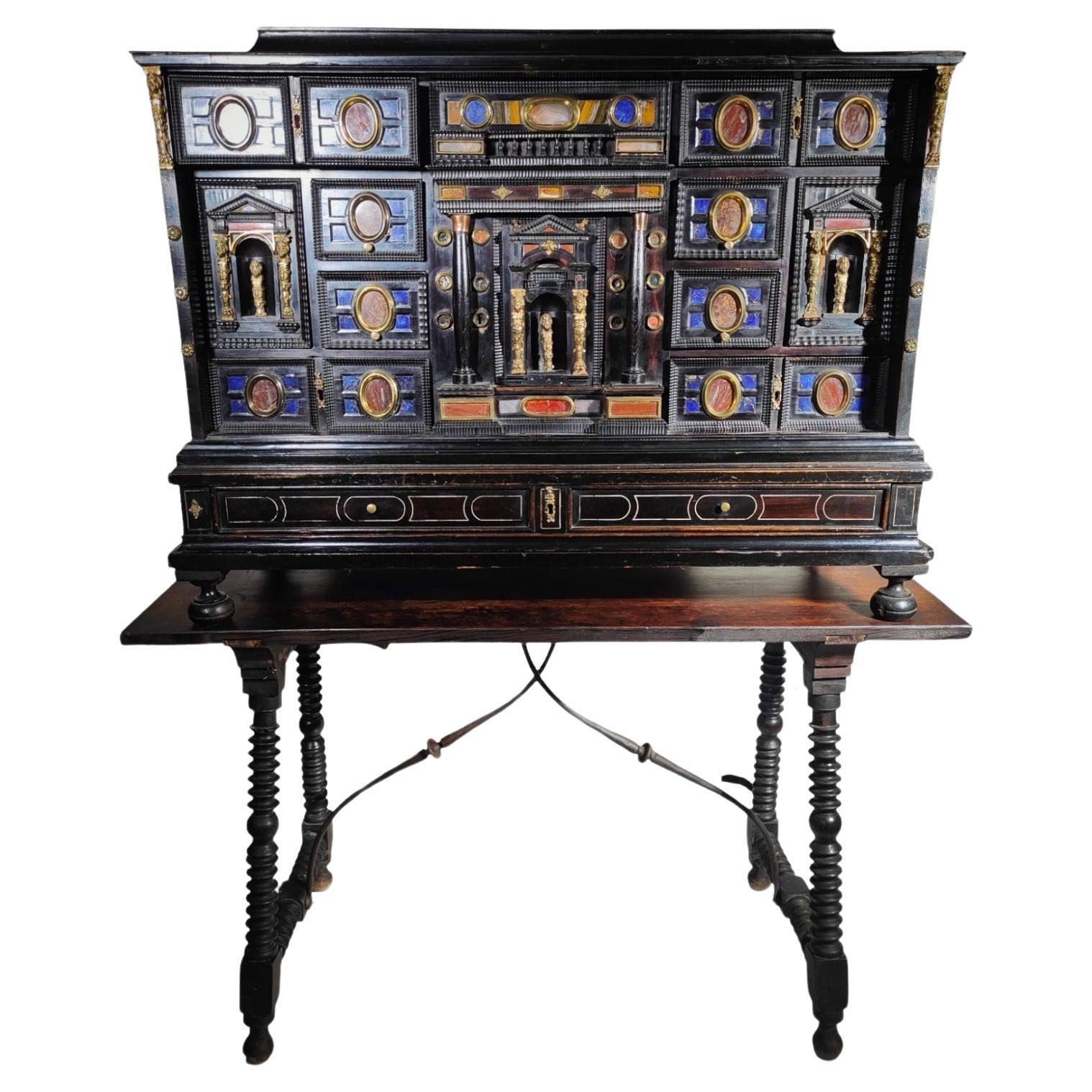 Exquisite Italian 17th Century Ormolu and Specimen Marble Cabinet For Sale