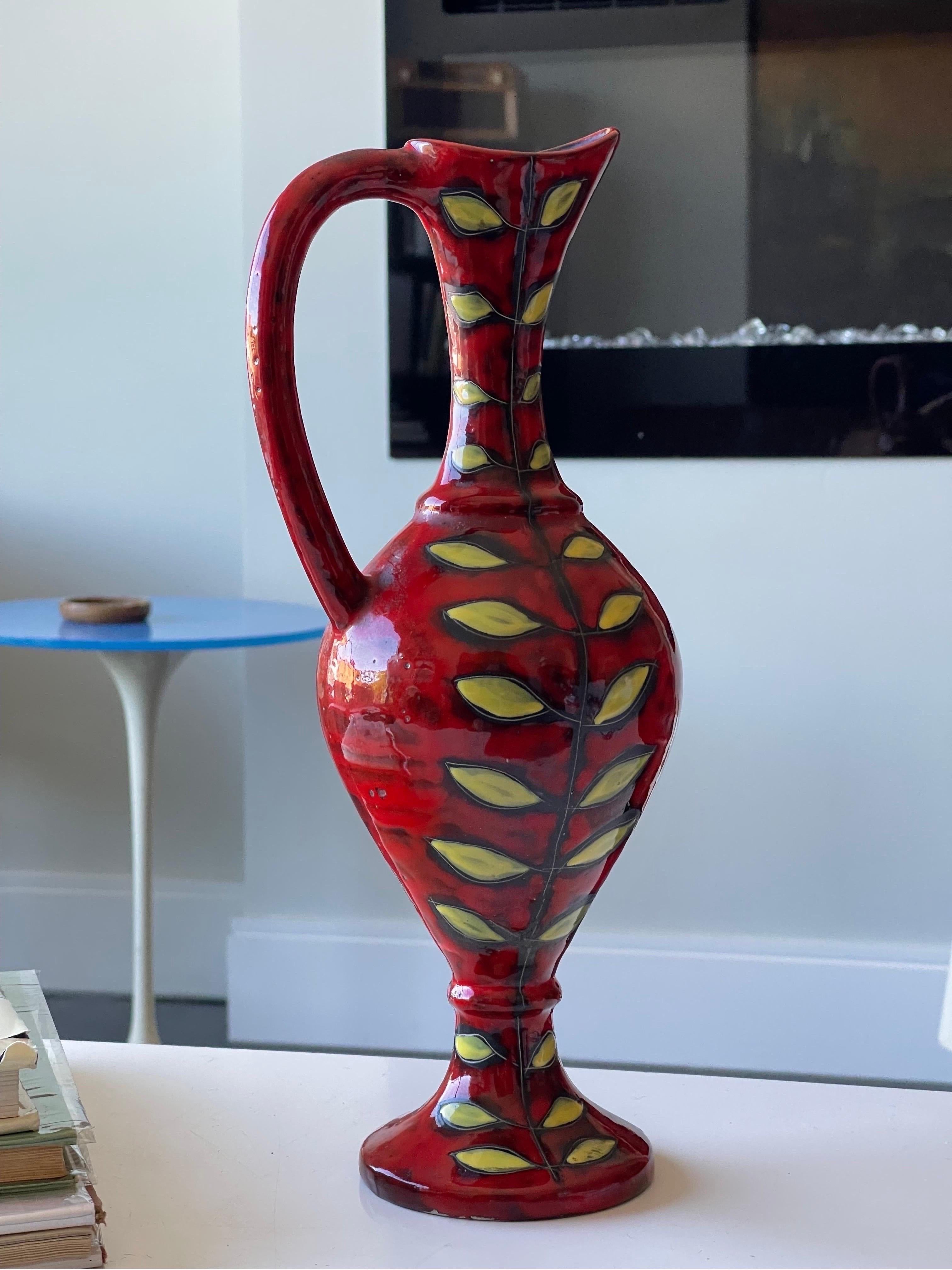Exquisite Italian Ceramic Vase or Pitcher by Fantoni for Raymor For Sale 6