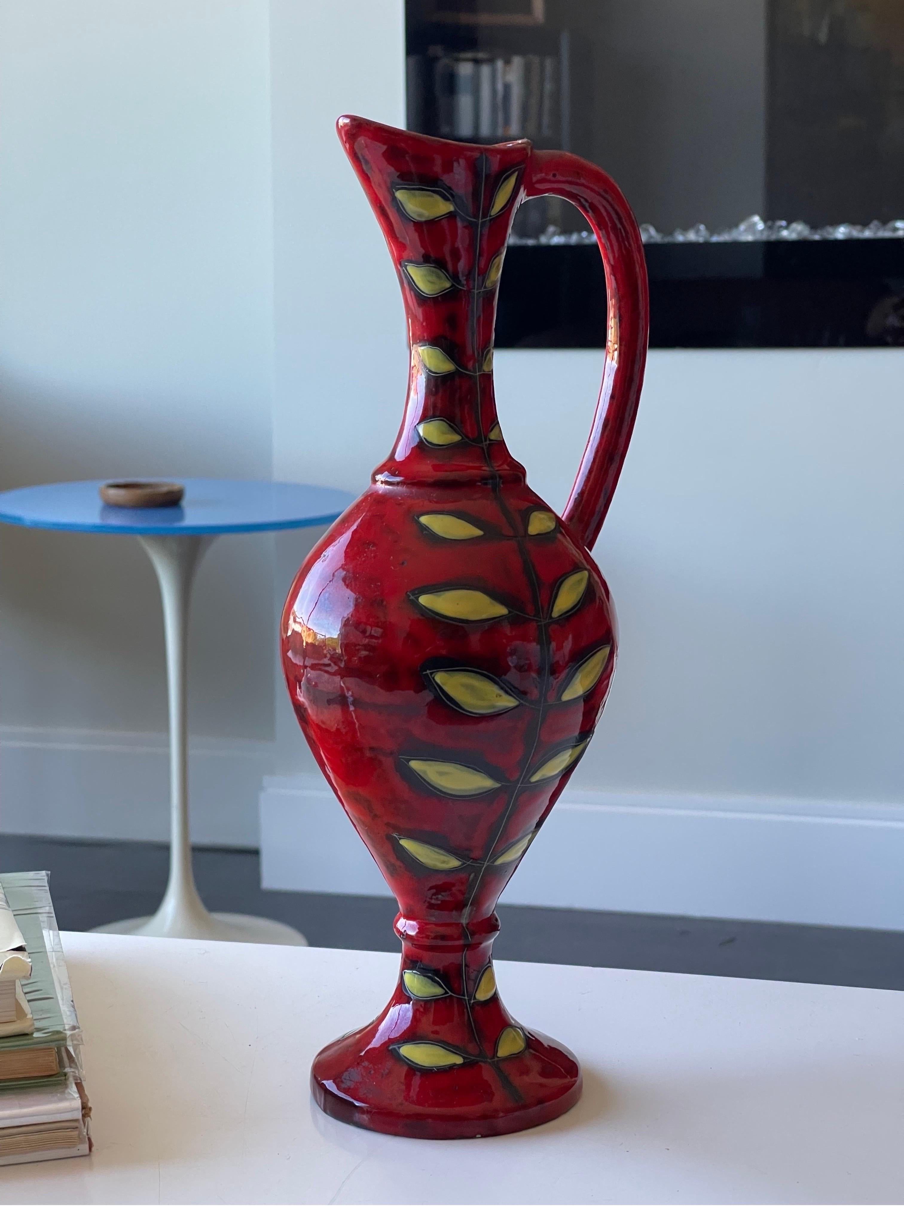 Mid-Century Modern Exquisite Italian Ceramic Vase or Pitcher by Fantoni for Raymor For Sale