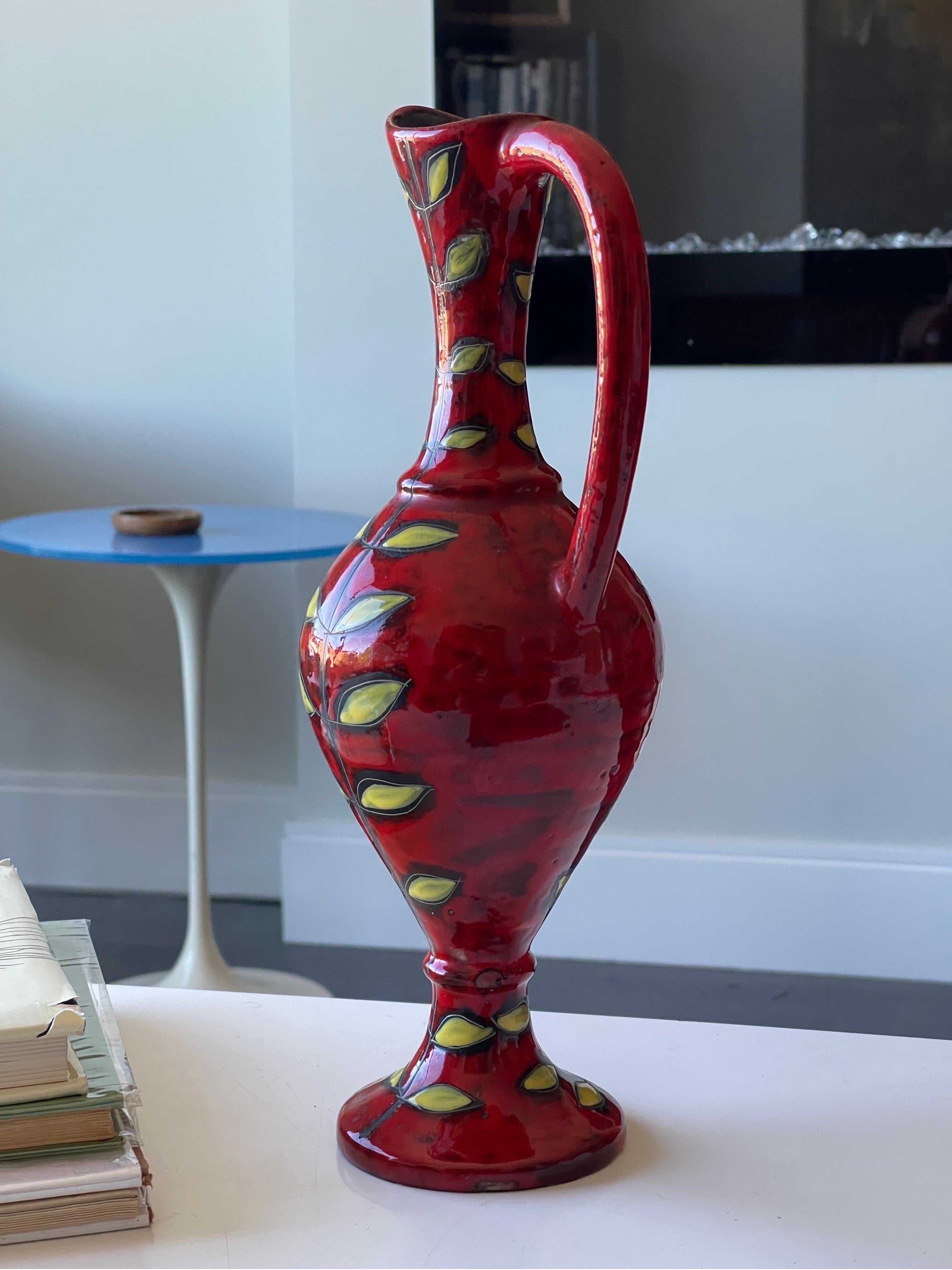 Mid-20th Century Exquisite Italian Ceramic Vase or Pitcher by Fantoni for Raymor For Sale