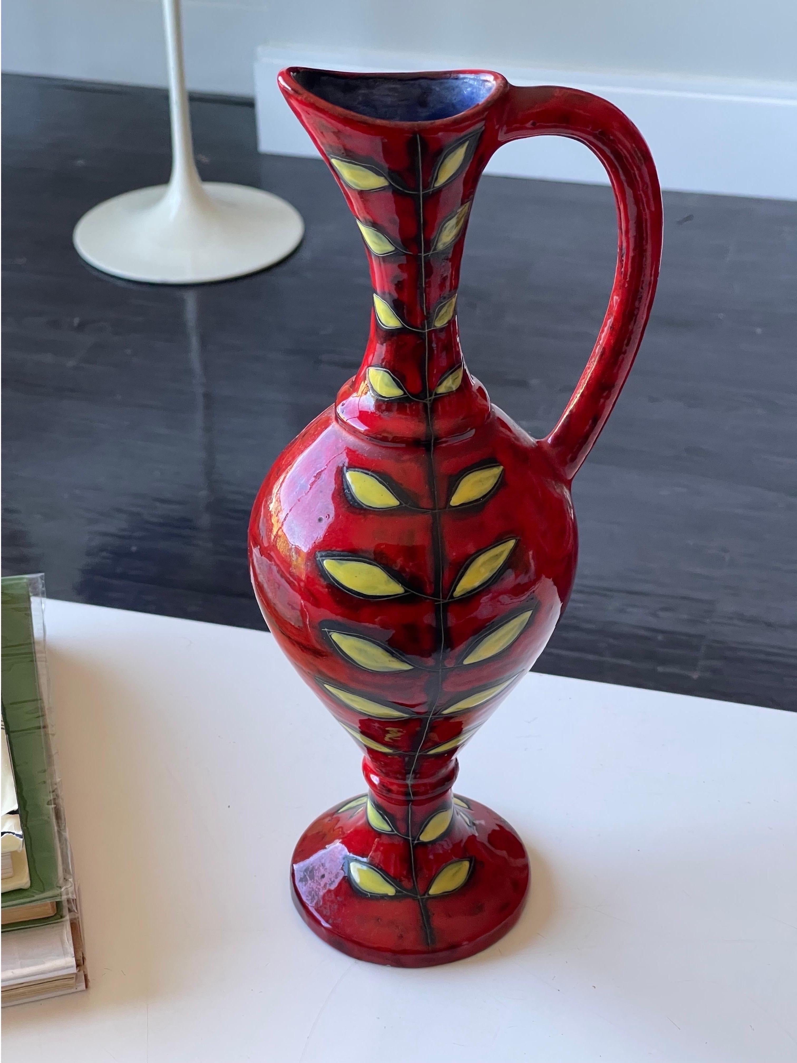 Exquisite Italian Ceramic Vase or Pitcher by Fantoni for Raymor For Sale 2