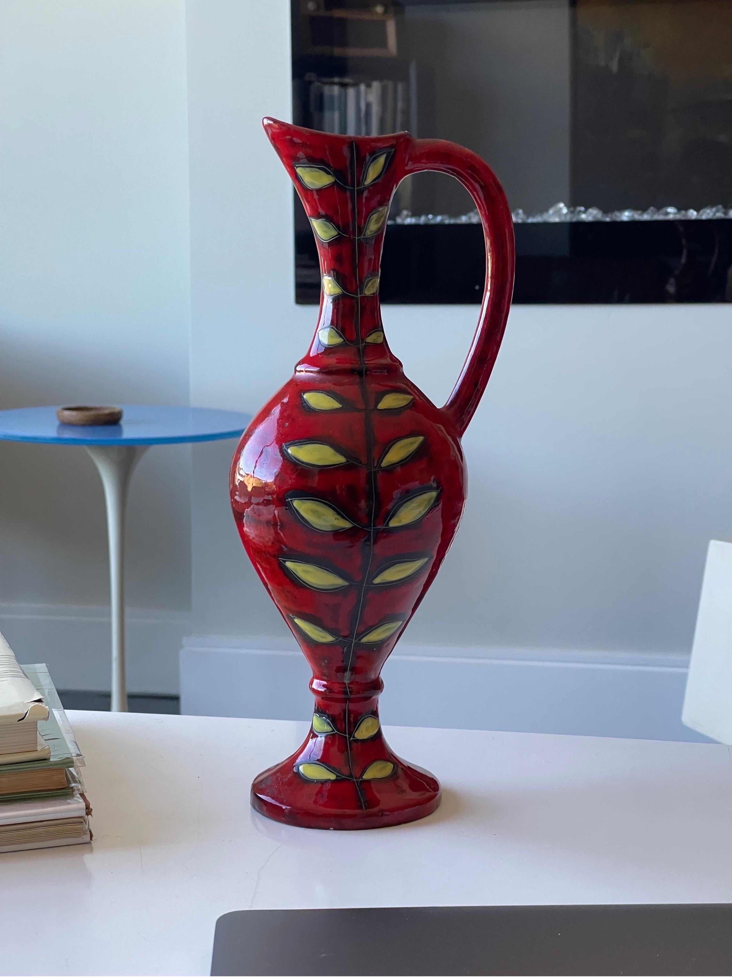 Exquisite Italian Ceramic Vase or Pitcher by Fantoni for Raymor For Sale 3