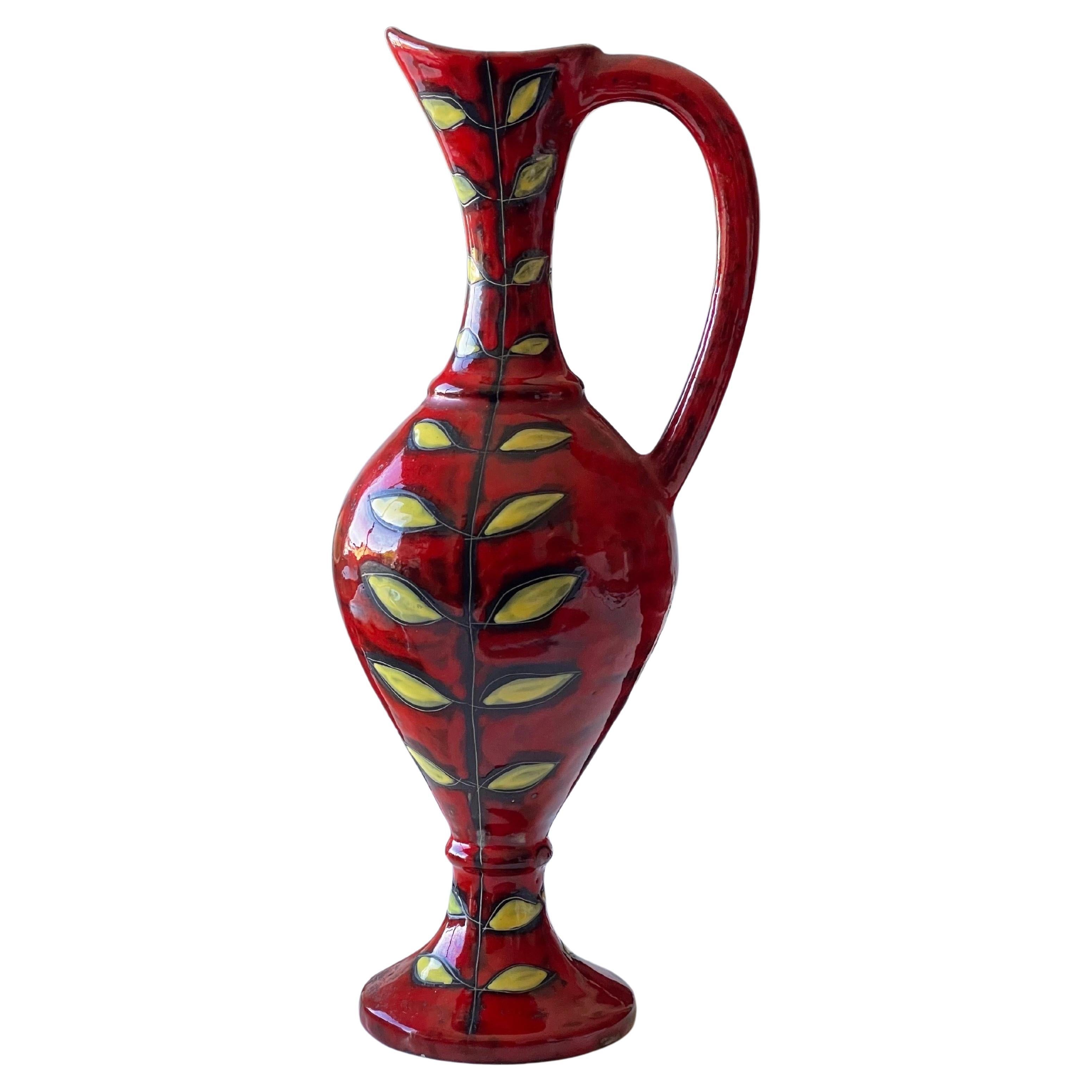 Exquisite Italian Ceramic Vase or Pitcher by Fantoni for Raymor For Sale