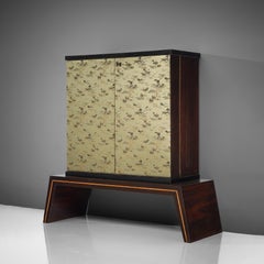 Exquisite Italian Illuminated Dry Bar Cabinet in Japanese Style