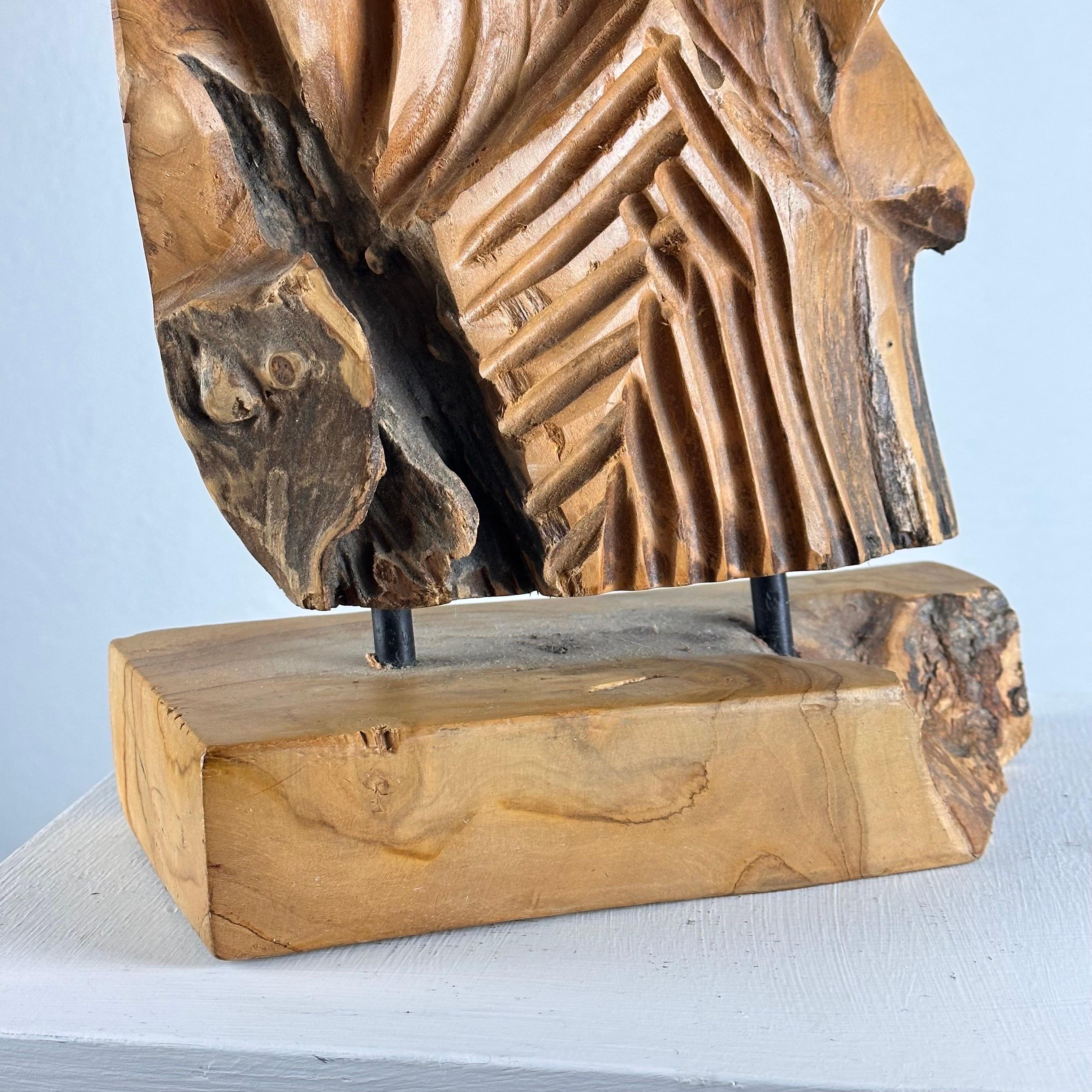 Magnifique sculpture abstraite italienne phytomorphe en frêne naturel, années 1960 en vente 5