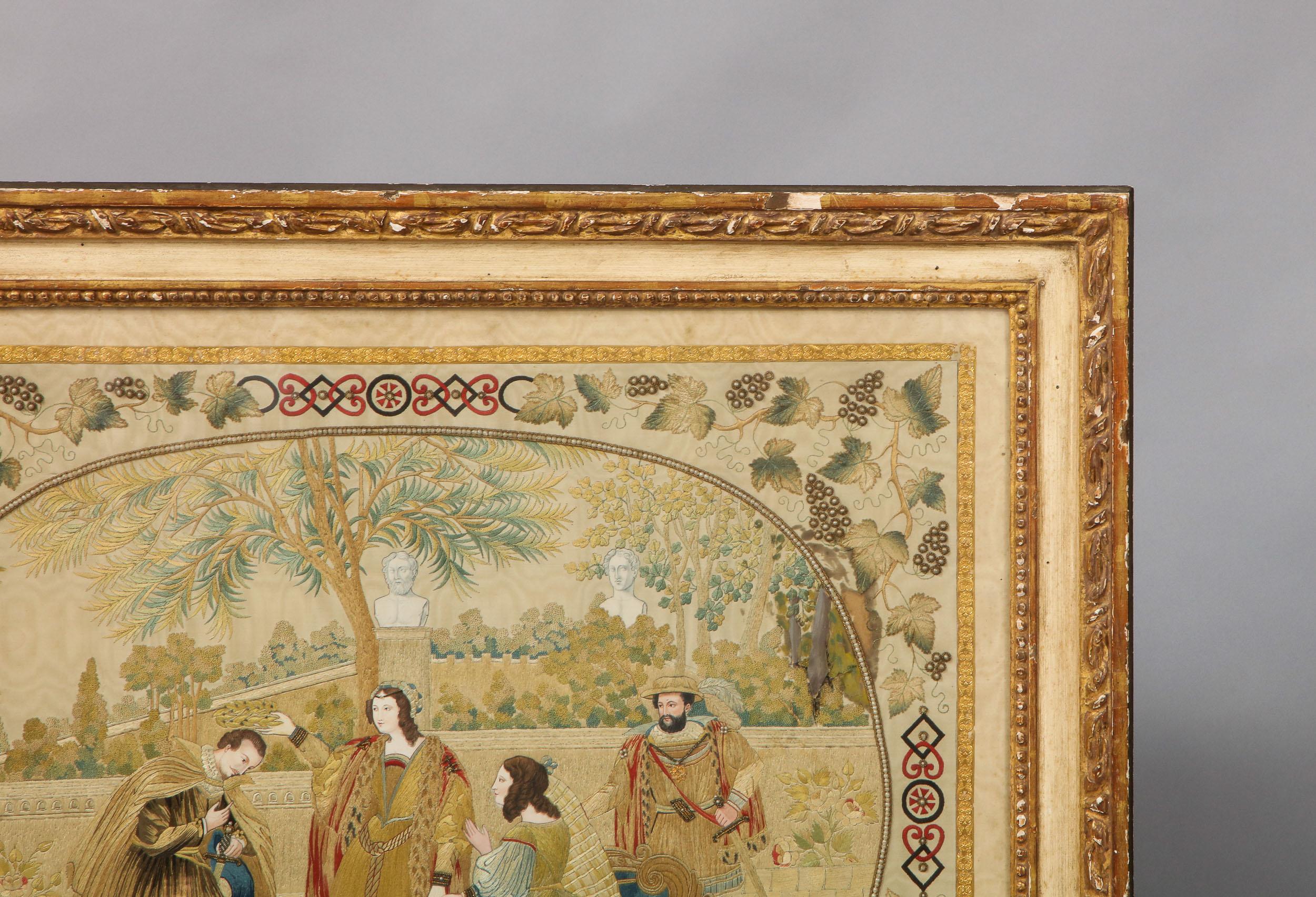 Exquisites italienisches Seidenbild (Barock) im Angebot