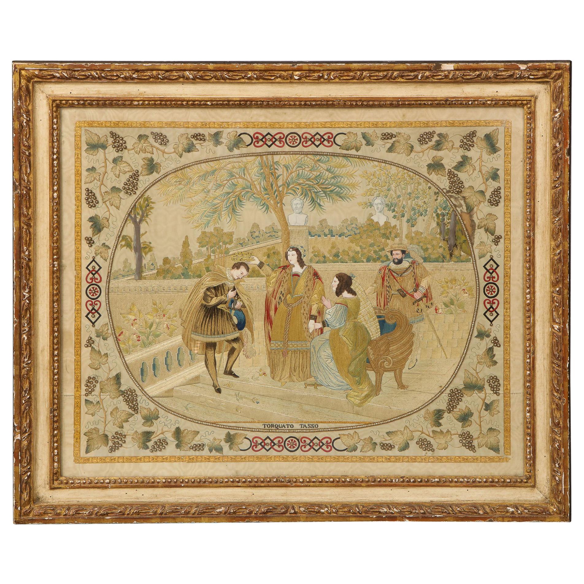 Exquisite Italian Silkwork Picture For Sale