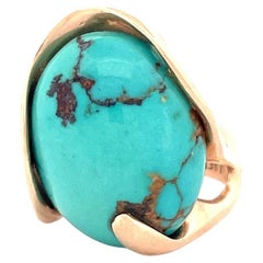 Exquisite J. Frew 14K Yellow Gold Oval Turquoise Ring Exquisite J. Frew 14K Yellow Gold Oval Turquoise Ring