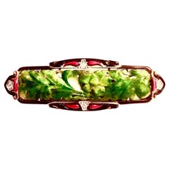 Exquisite Jade Art Deco enamel pin-brooch