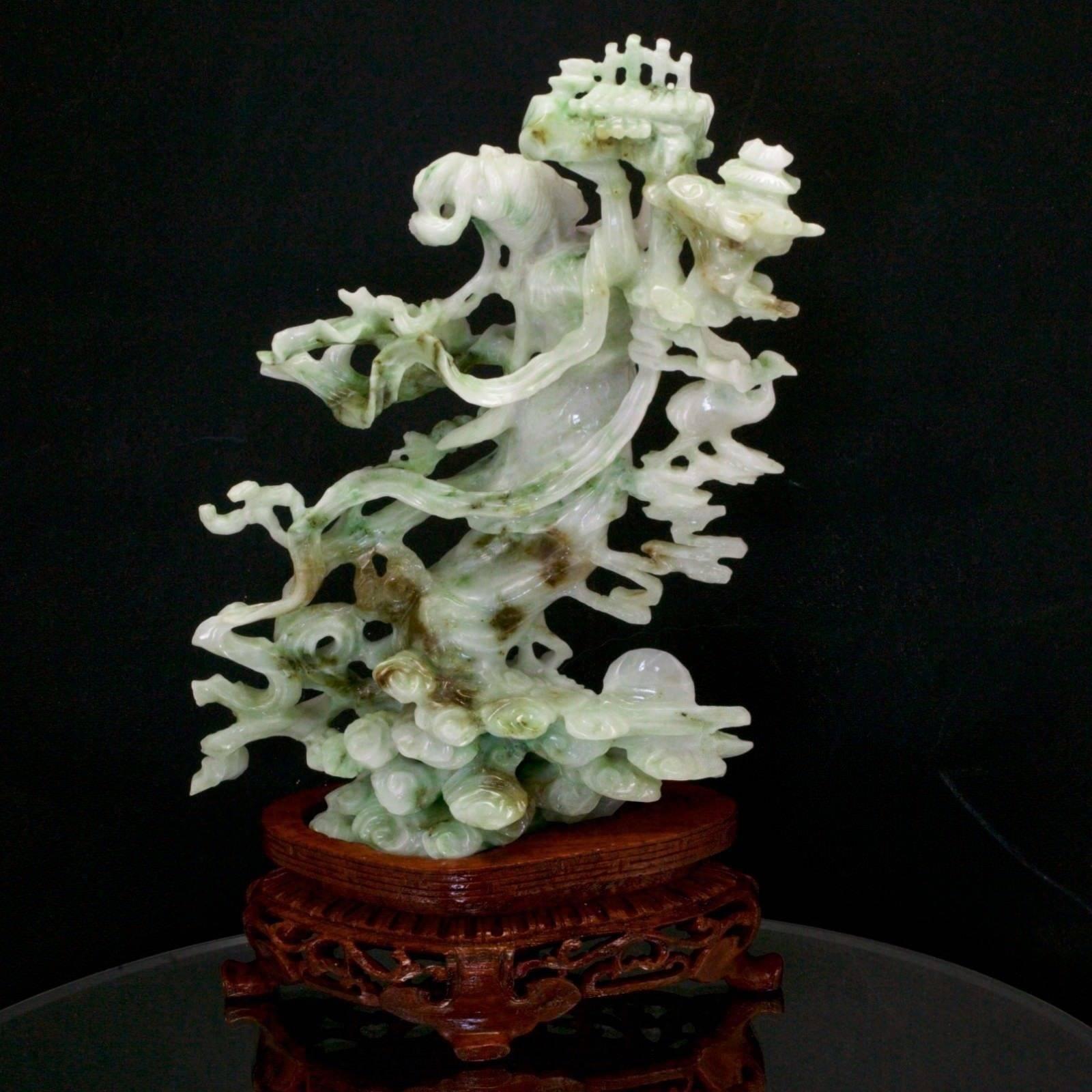 Exquisite Jade Fairy Statue, Finely Carved Jadeite Sculpture 7