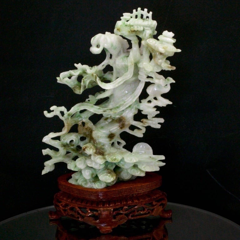 Exquisite Jade Fairy Statue, Finely Carved Jadeite Sculpture at 1stDibs