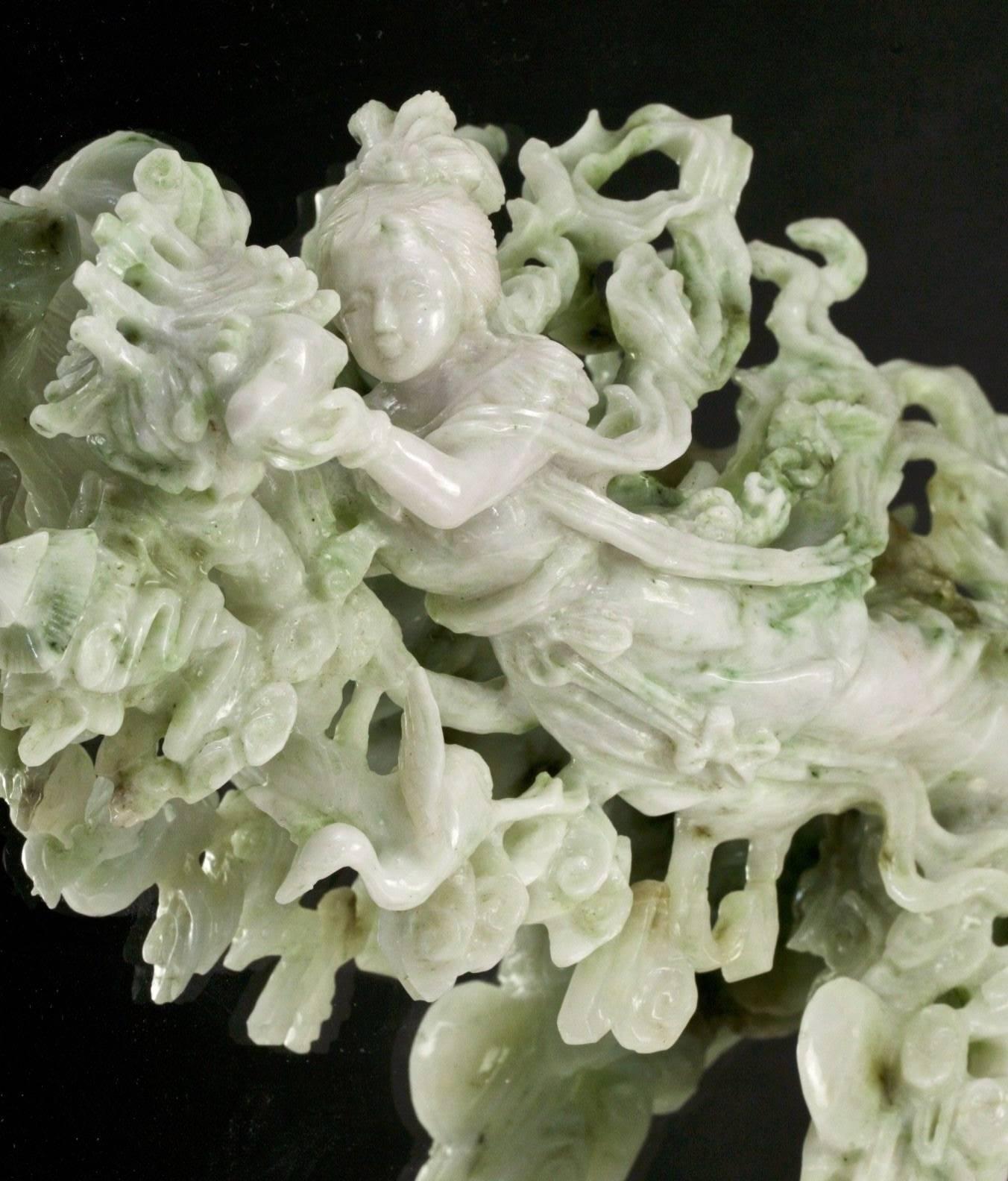 Chinese Exquisite Jade Fairy Statue, Finely Carved Jadeite Sculpture