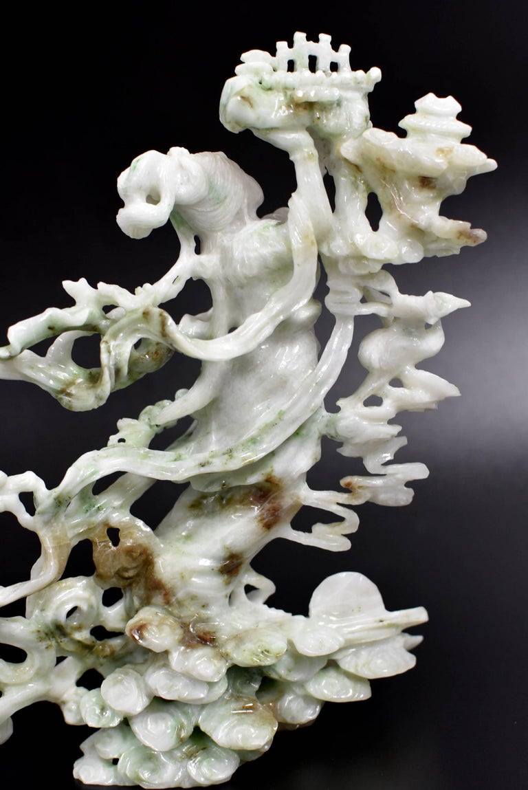 Exquisite Jade Fairy Statue, Finely Carved Jadeite Sculpture at 1stDibs