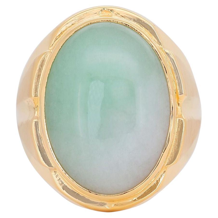 Exquisite Jade Ring set in Gleaming 18K Yellow Gold  For Sale