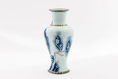Exquisite Japanese Cloisonné Enamel Vase Blue and White Plum Blossoms, Ando