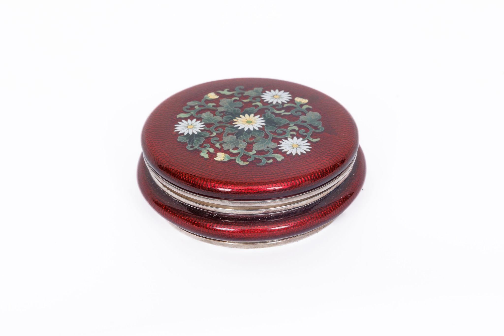 Exquisite Japanese Cloisonné Red Enamel Six-Piece Dressing Table Set, Ando Jubei For Sale 10