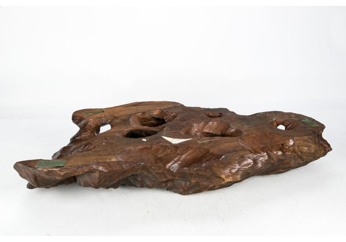Squisita tigre giapponese in rame su supporto in wood intagliato in vendita 7