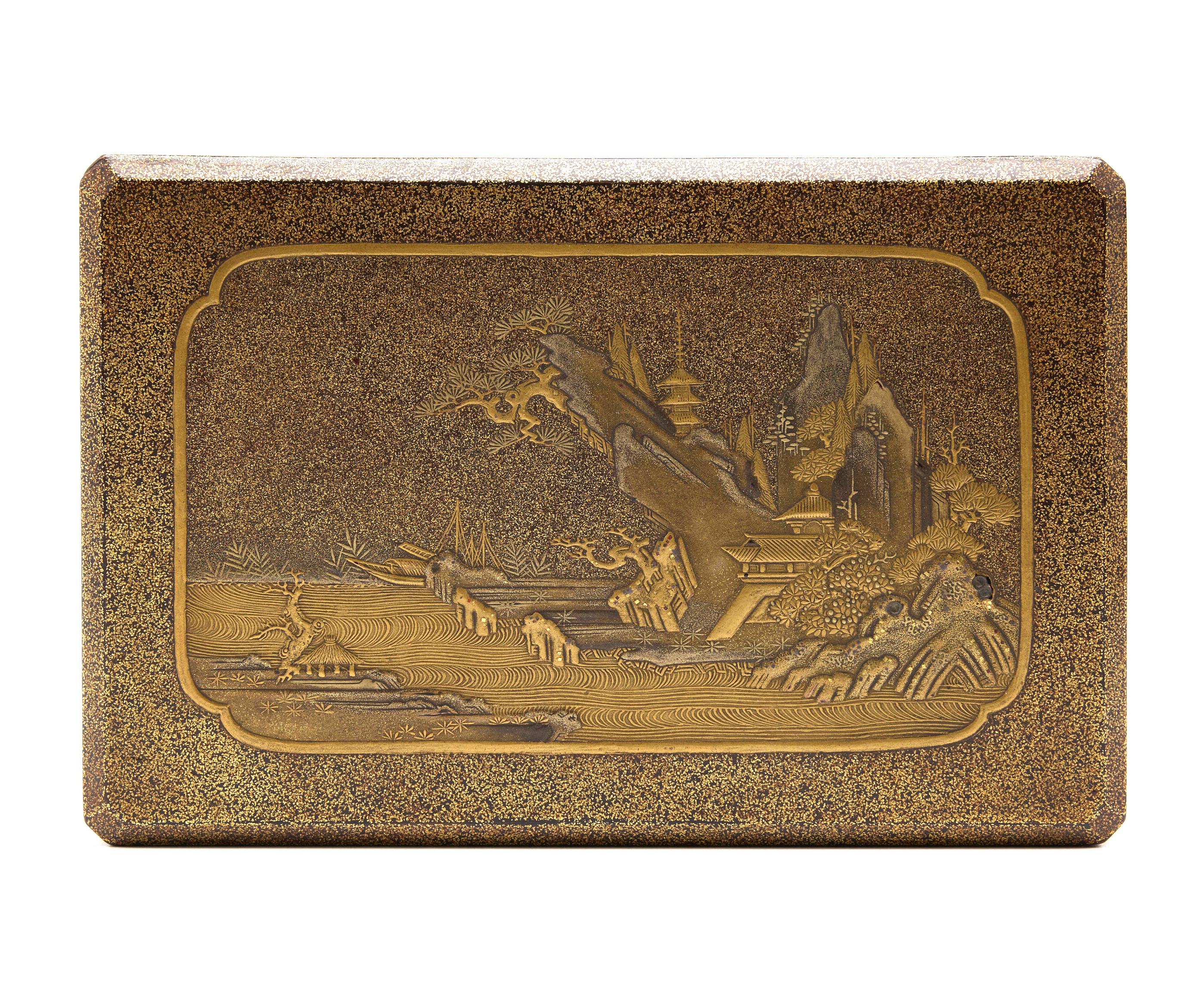 Exquisiter japanischer Lack Maki-e Handschachtel aus der Kobako-Edo-Periode im Angebot 4