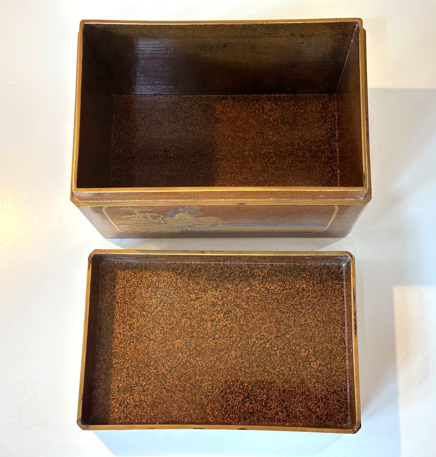 Exquisiter japanischer Lack Maki-e Handschachtel aus der Kobako-Edo-Periode im Angebot 1