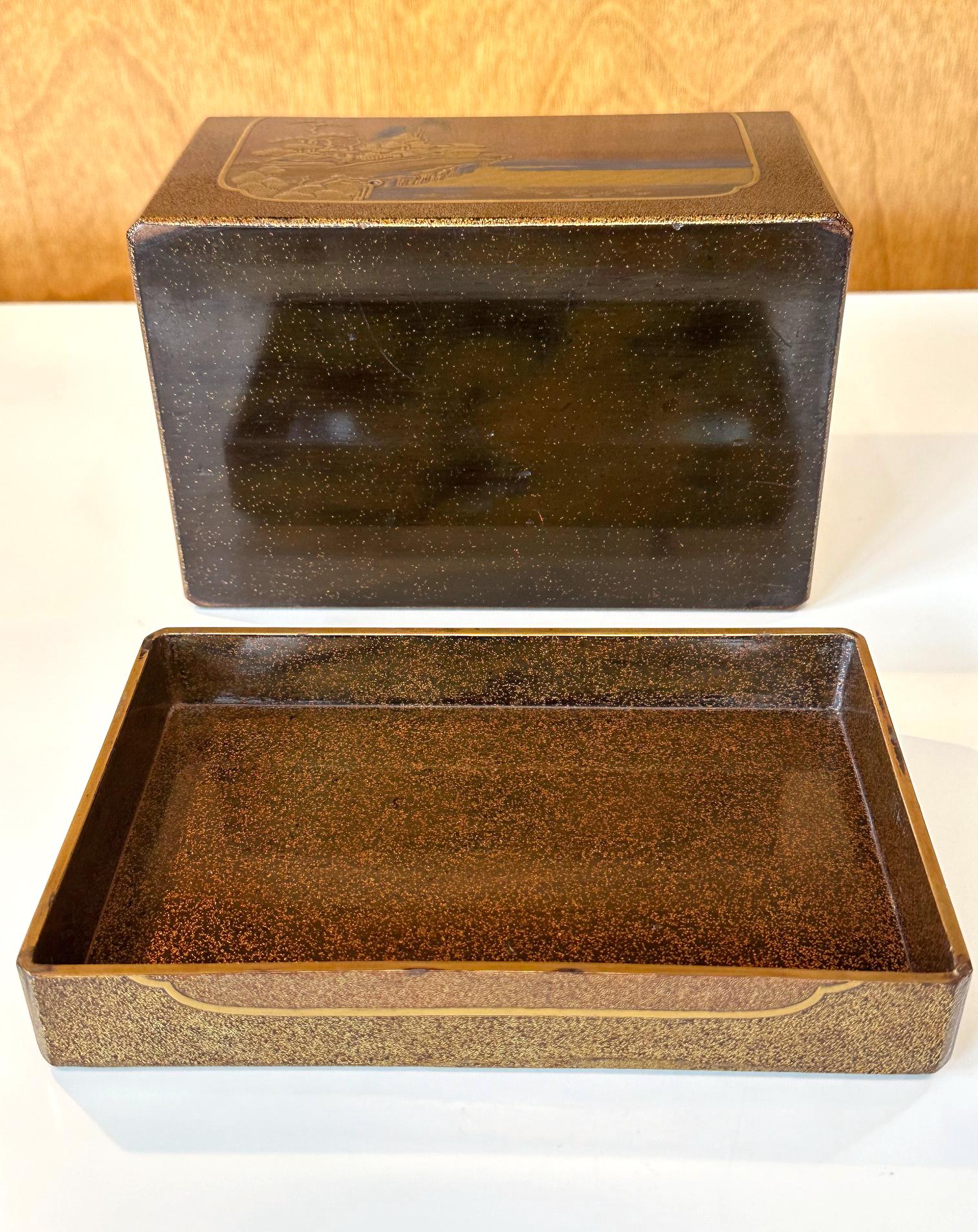 Exquisiter japanischer Lack Maki-e Handschachtel aus der Kobako-Edo-Periode im Angebot 2