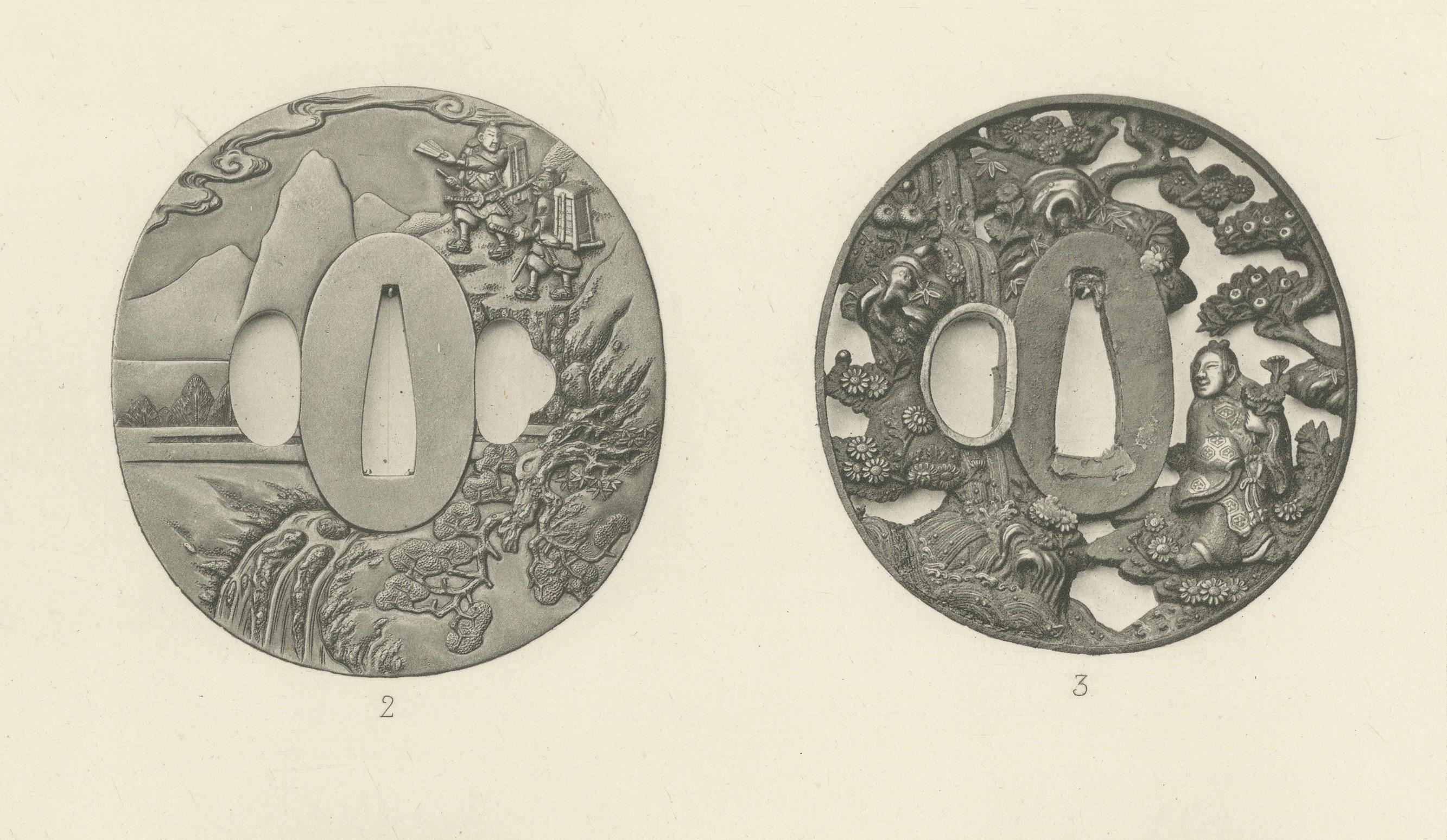 Exquisita Tsuba Japonesa (Guardaespadas) - Arte Decorativo de Audsley, 1884 en Bueno estado para la venta en Langweer, NL