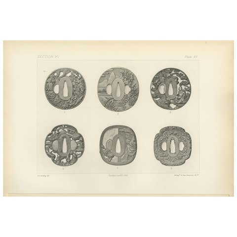 Exquisite Japanese Tsuba (Sword Guards) – Decorative Art by Audsley, 1884