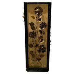 Retro Exquisite Japanese Wood Lantern Table Lamp Unique Brass Flower Panels 1960s Asia