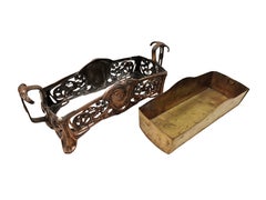 Exquisite jardiniere planter, copper-plated metal, rose Art Nouveau 1900, France