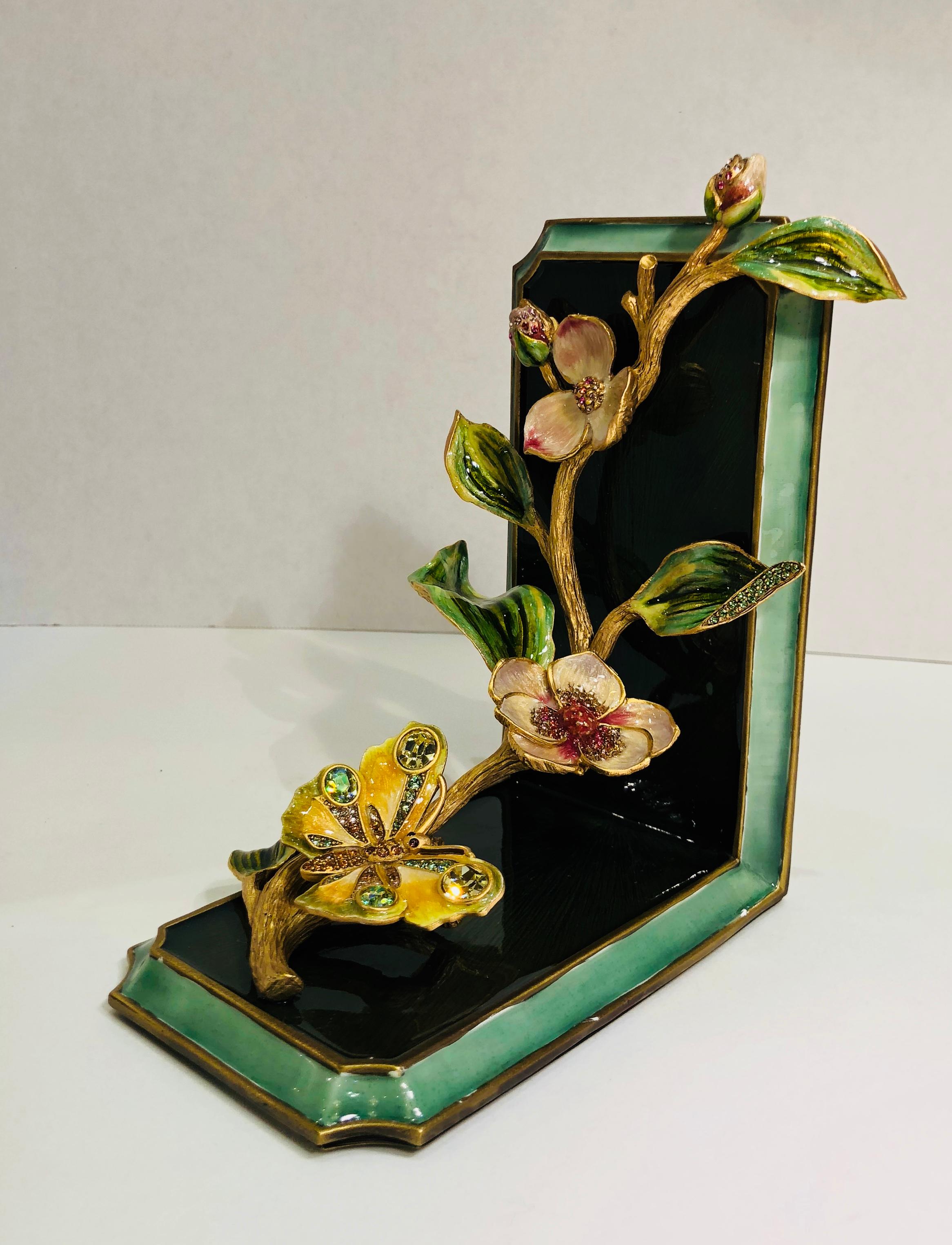 Gorgeous handmade and hand painted cast metal decorative object from the Jay Strongwater 