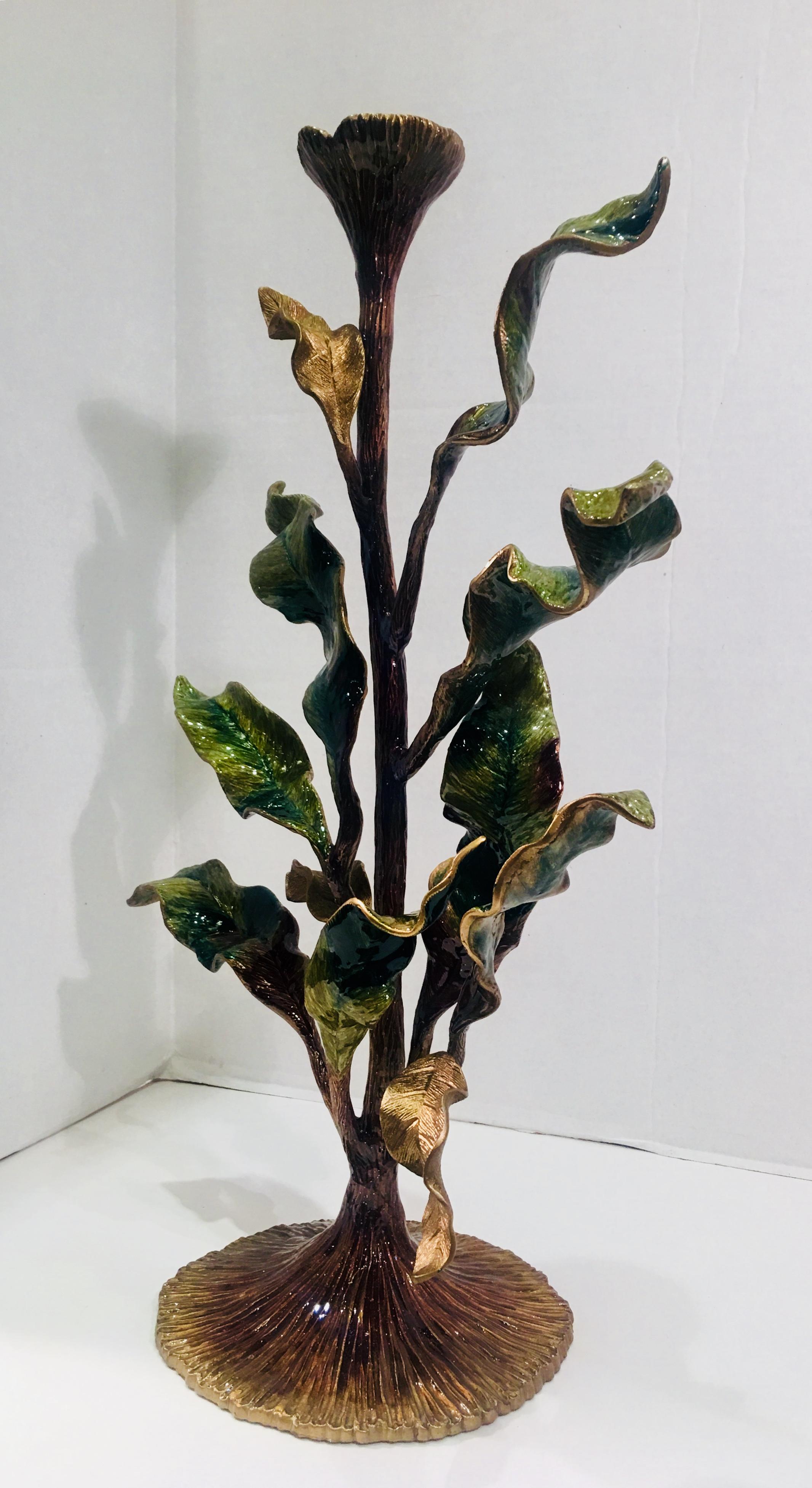 Exquisite Jay Strongwater Tall Undulating Leaves Enameled Metal Candleholder

Very large, elegant, leaf motif candleholder from the Jay Strongwater 