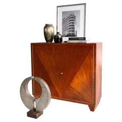 Exquisite Parquetry Cabinet with Starburst Pattern Inspired by Jean-Michel Frank