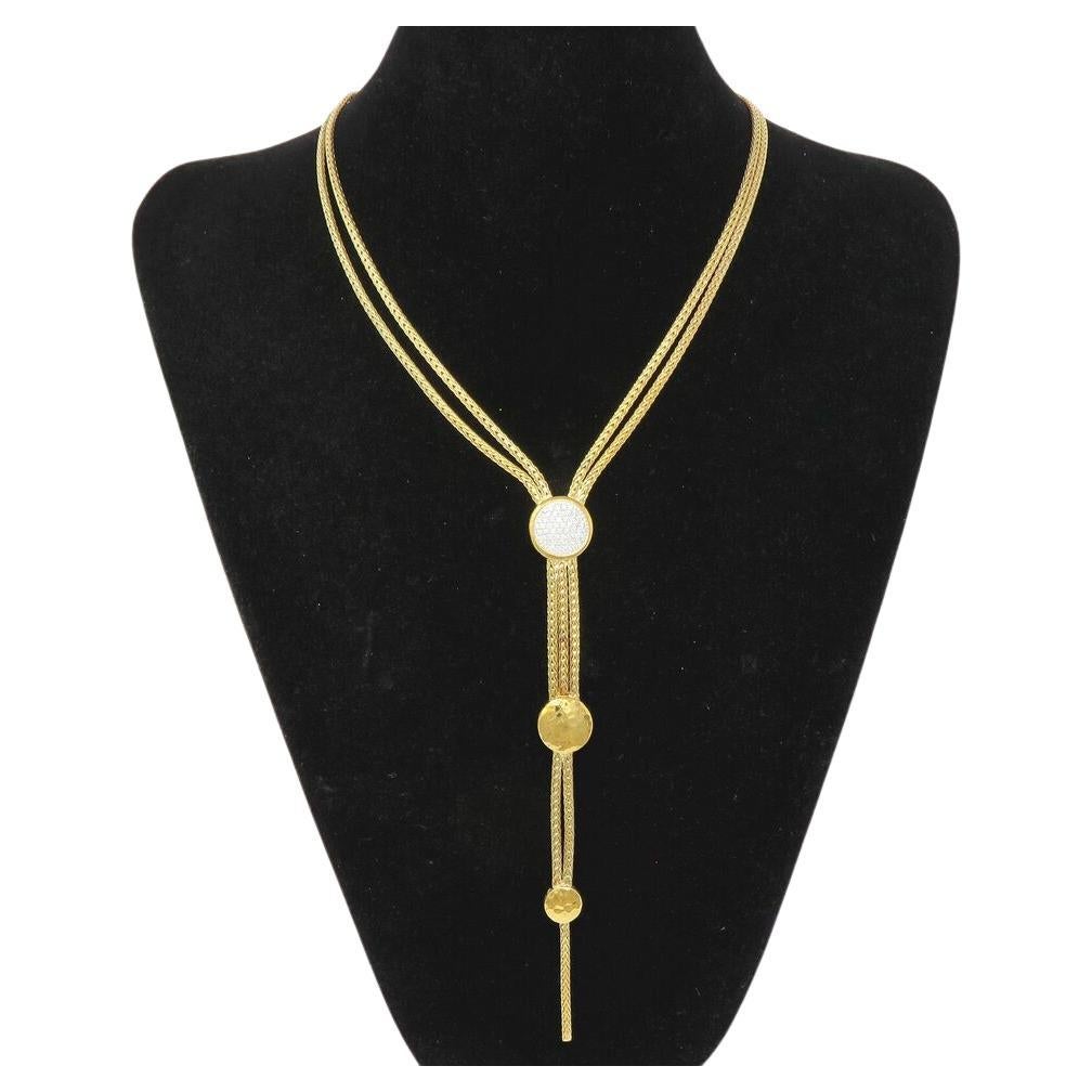 Contemporary Exquisite John Hardy 18k Gold Diamond Tassel Necklace For Sale